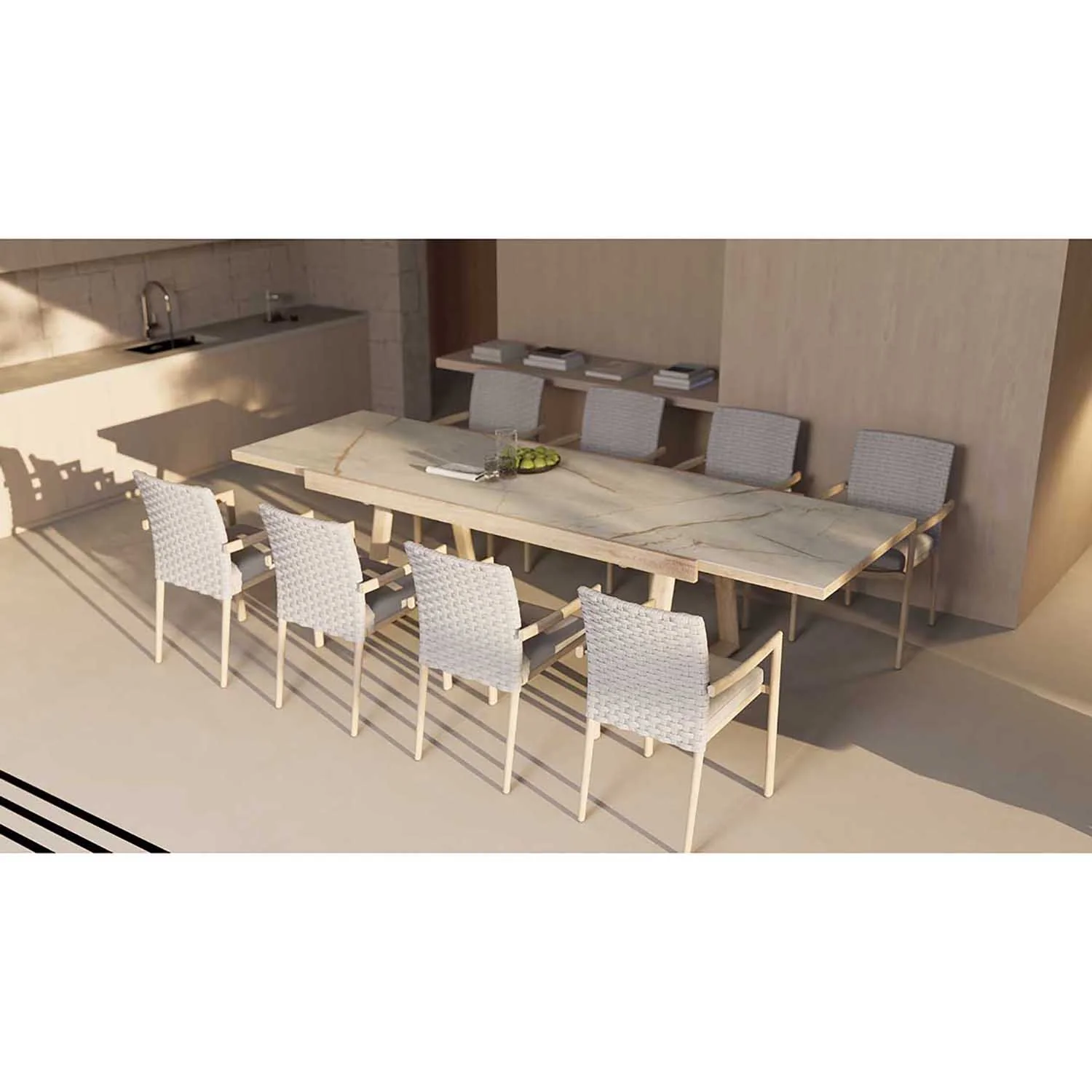 Mykonos Outdoor Aluminium Extension Table with High-pressure Laminate Top - Image 5