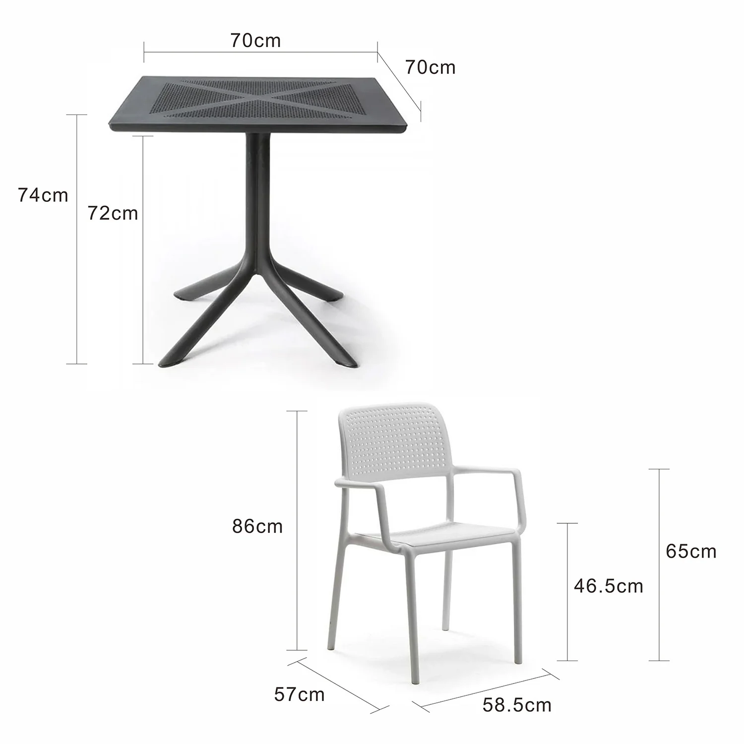Nardi Clip Table Bora Armchair Outdoor Dining Setting - Image 11