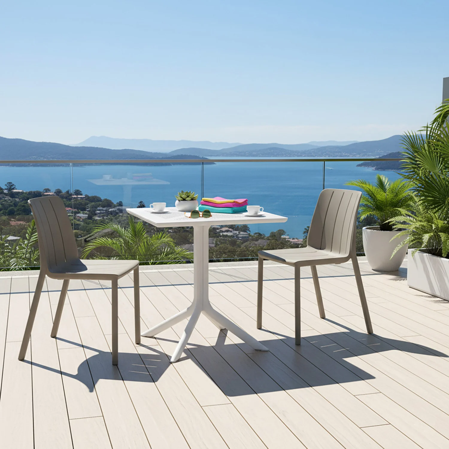Nardi Clip Table Tiberina Armless Chair Outdoor Dining Setting - Image 2