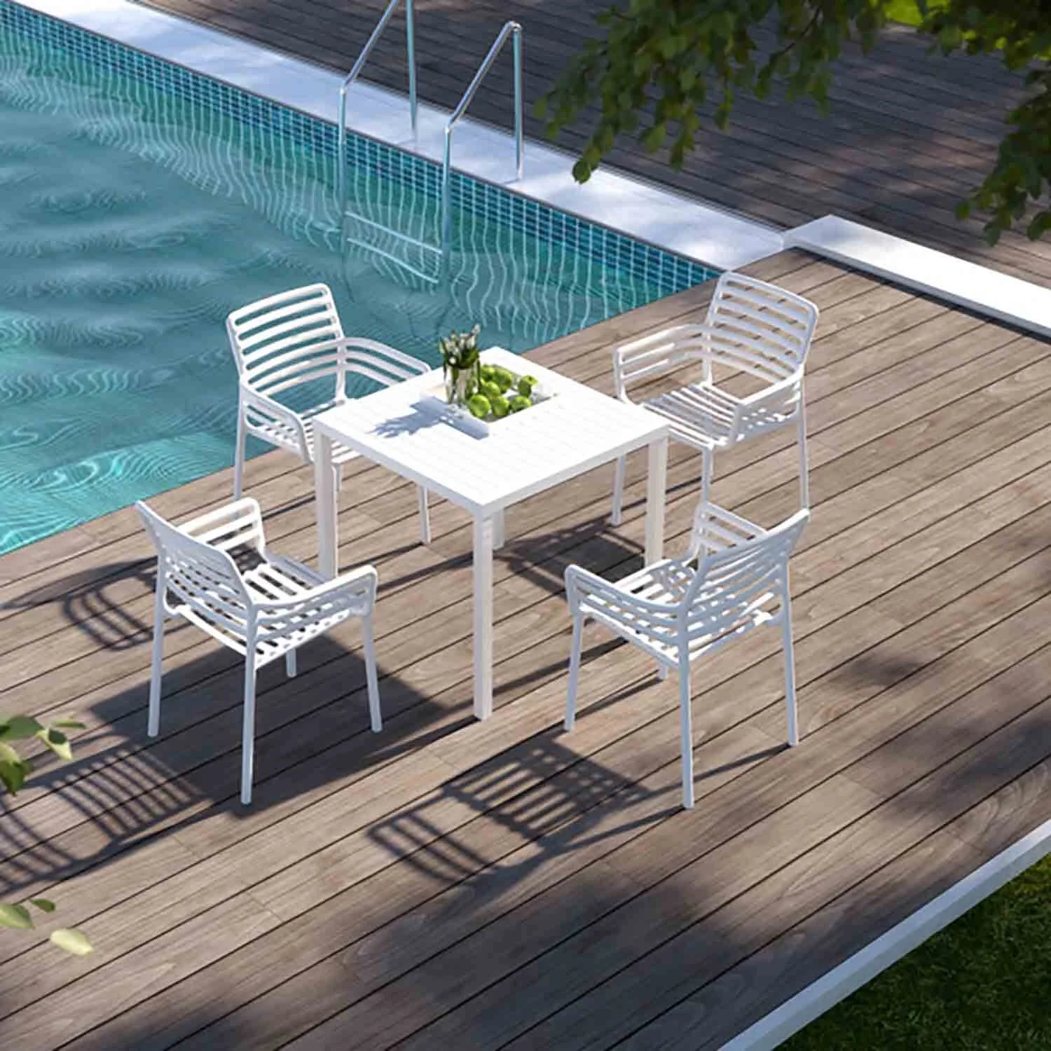 Nardi Cube 80 cm Table Doga Armchair Outdoor Dining Setting - Image 2
