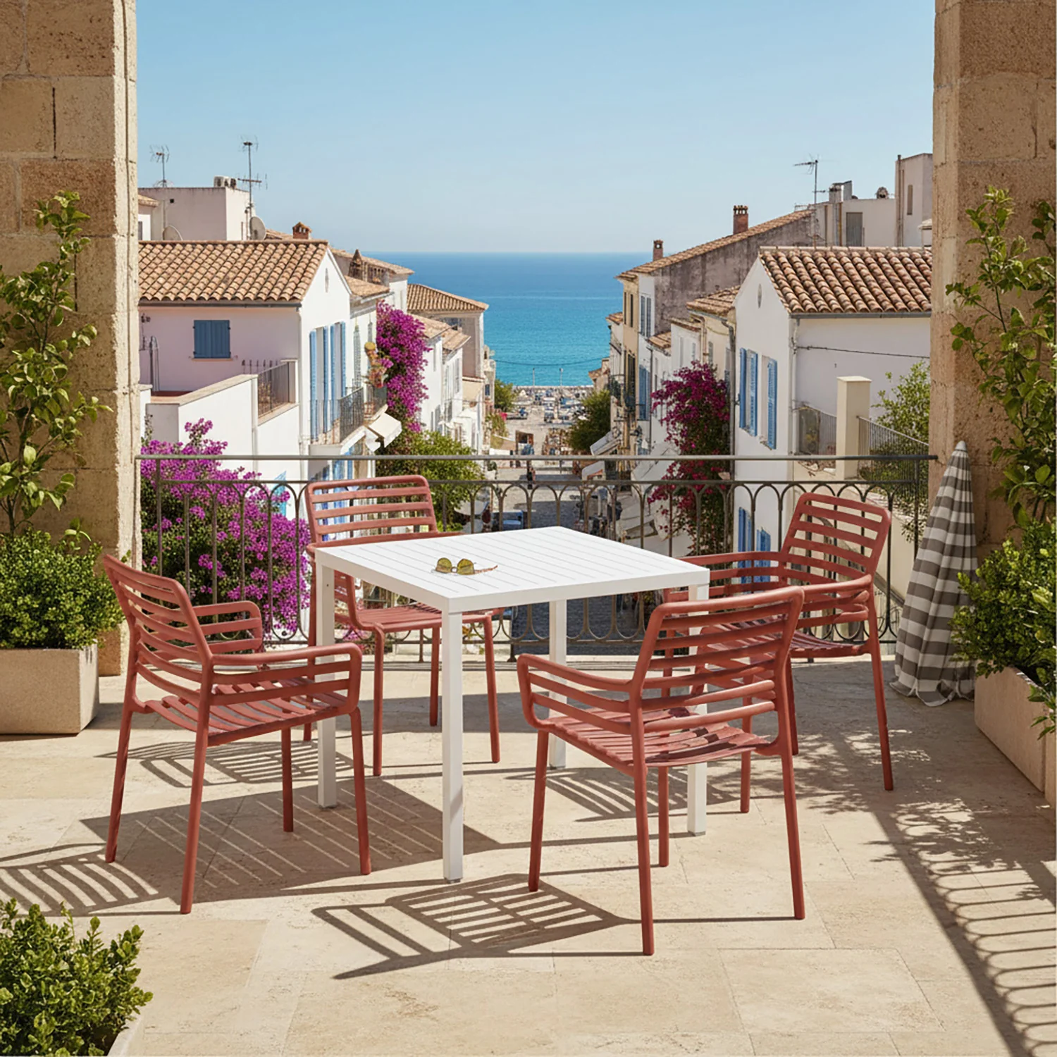 Nardi Cube 80 cm Table Doga Armchair Outdoor Dining Setting - Image 2