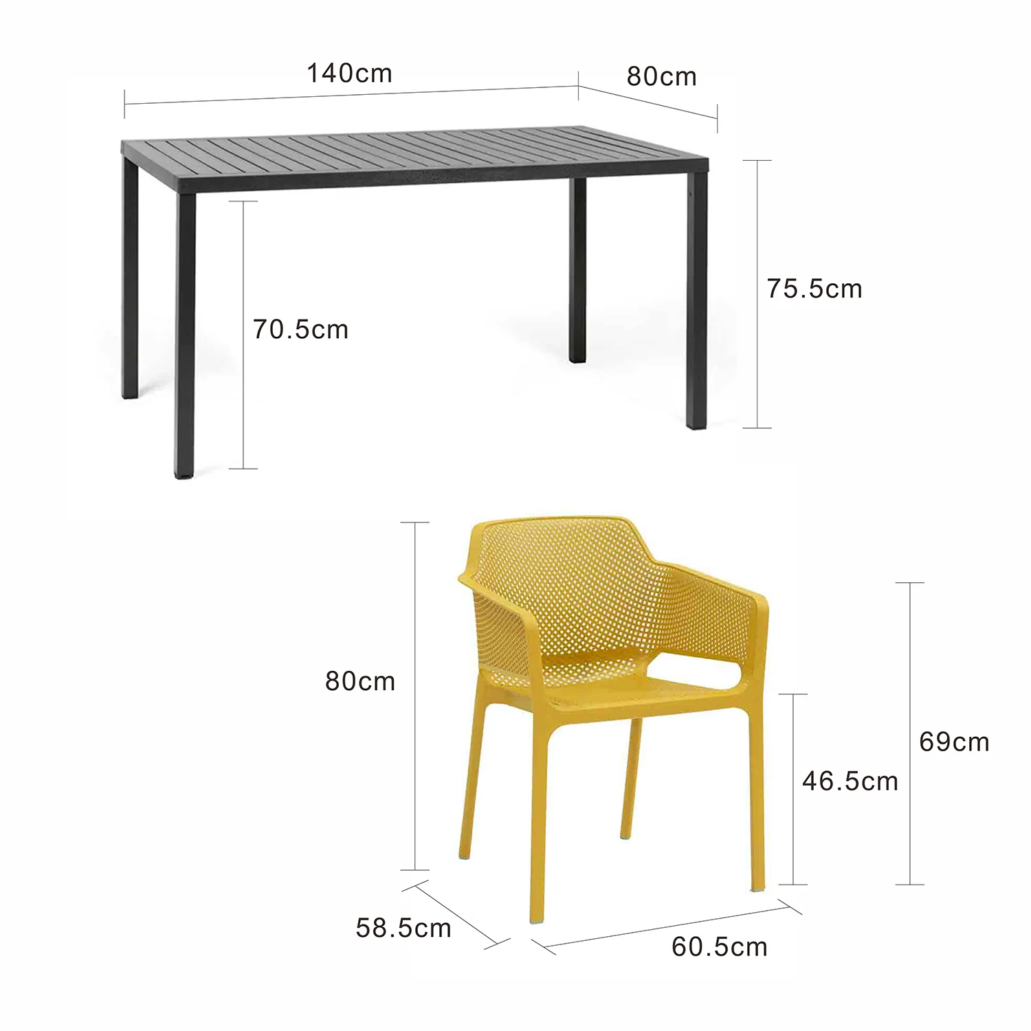 Nardi Cube 140 cm Table Net Chair Outdoor Dining Setting - Image 16