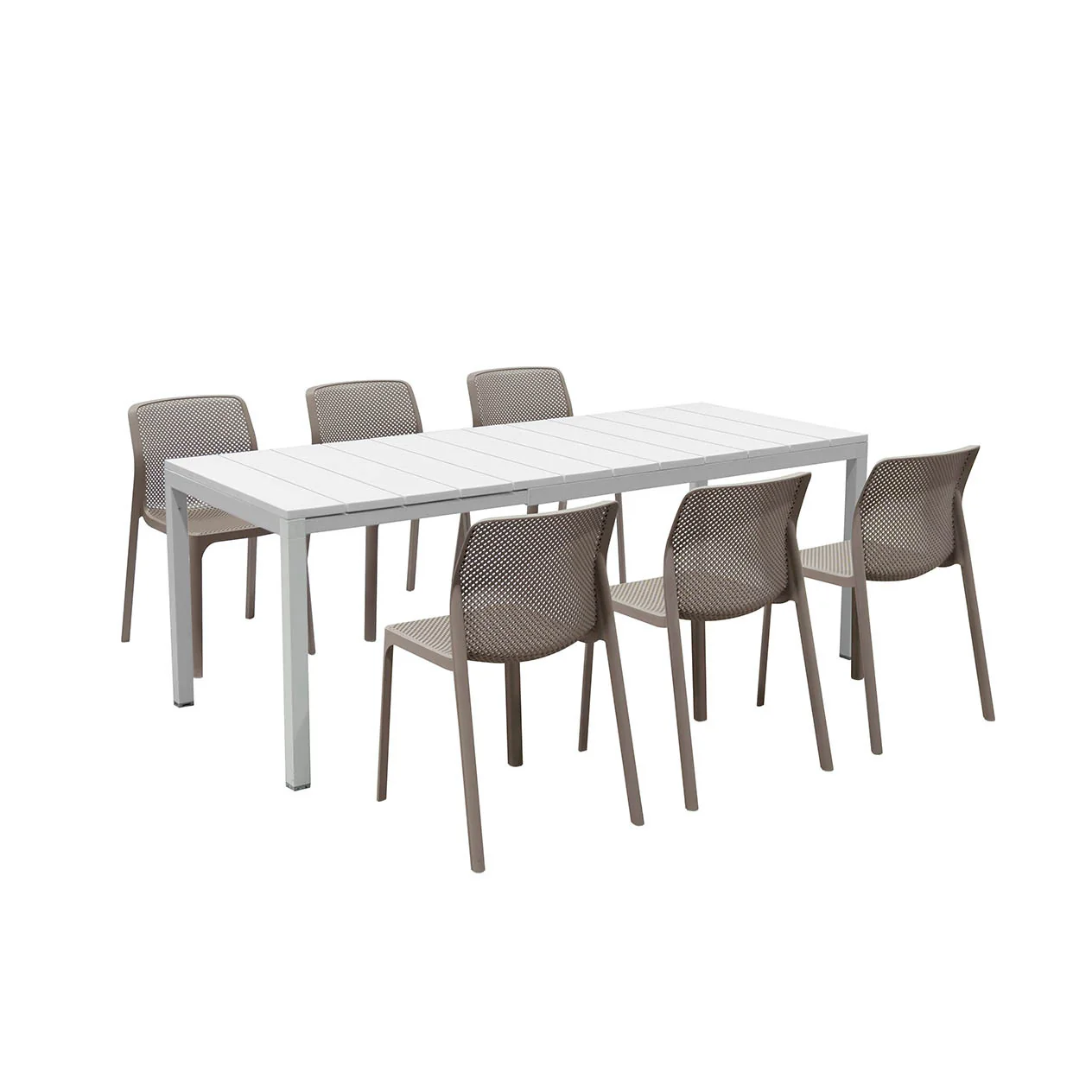 Nardi Rio Aluminium Extension Table with Bit Resin Armless Chair Outdoor Dining Setting