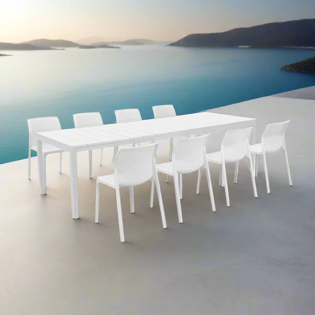Nardi Rio Aluminium Extension Table with Bit Resin Armless Chair Outdoor Dining Setting - Image 2