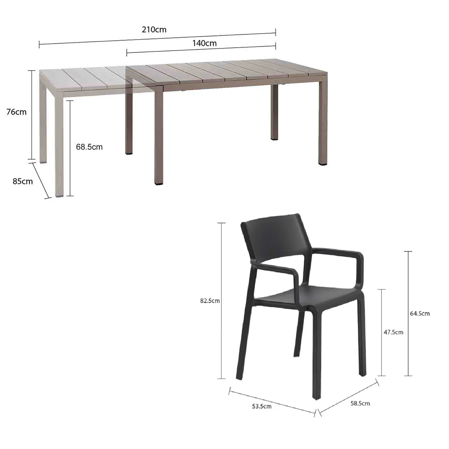 Nardi Rio Resin Table Trill Chair Outdoor Dining Setting - Image 3