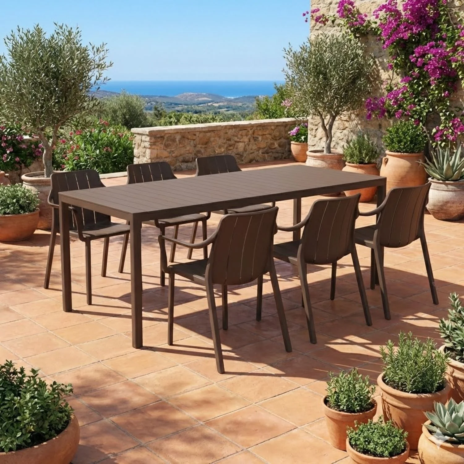 Nardi Tevere 147/211 Table Tiberina Armchair Outdoor Dining Setting - Image 2