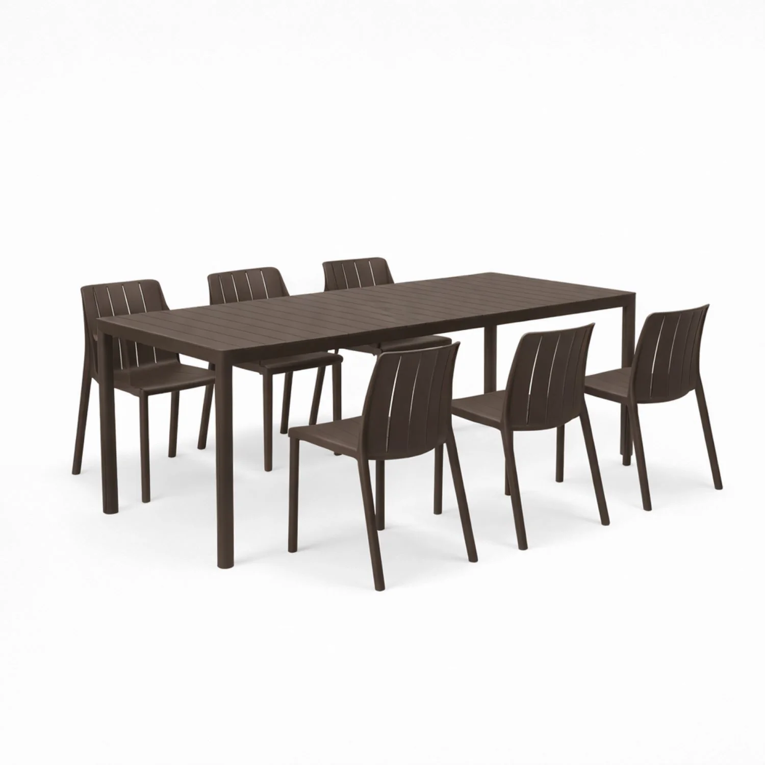 Nardi Tevere 147/211 Table Tiberina Armless Chair Outdoor Dining Setting - Image 3