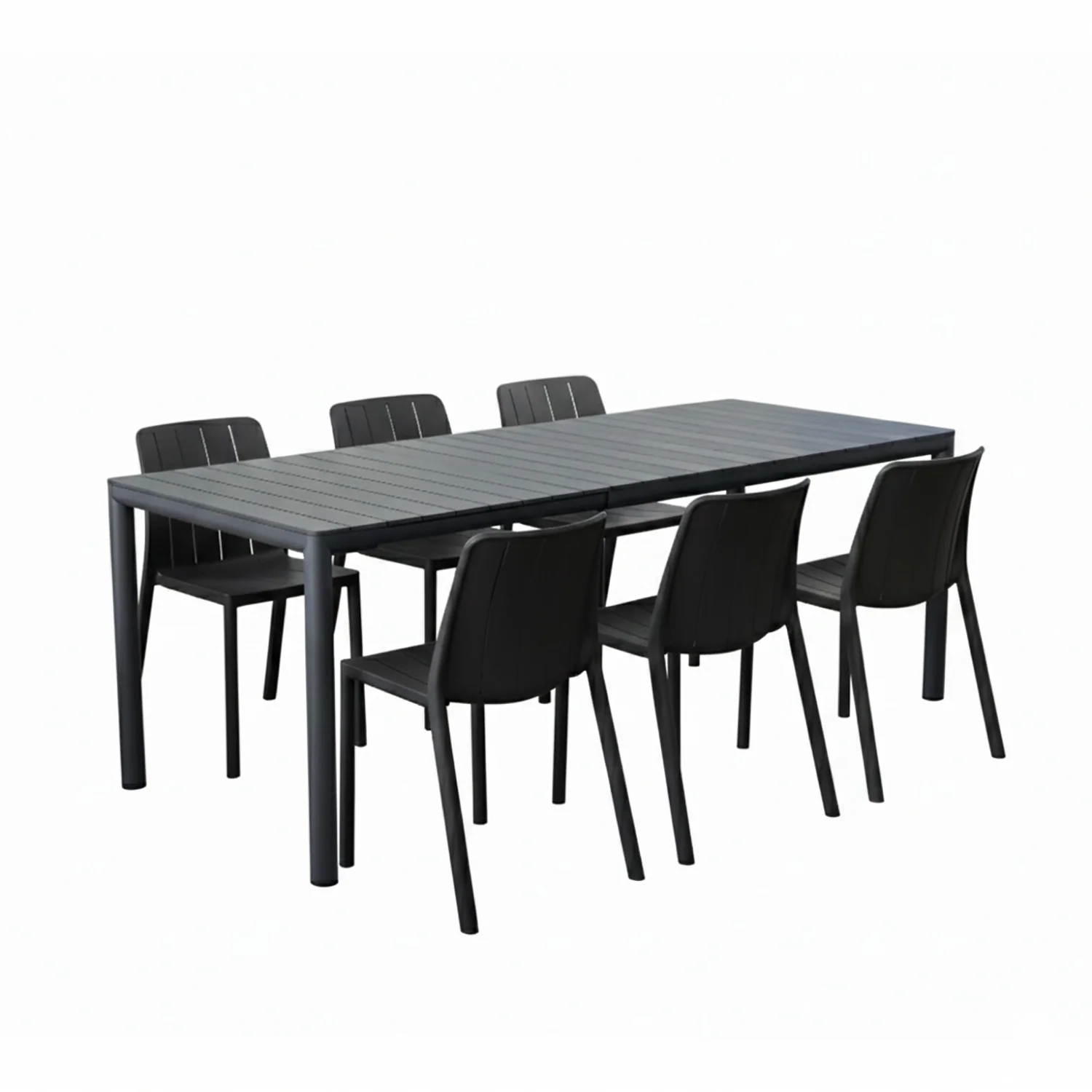 Nardi Tevere 147/211 Table Tiberina Armless Chair Outdoor Dining Setting - Image 4