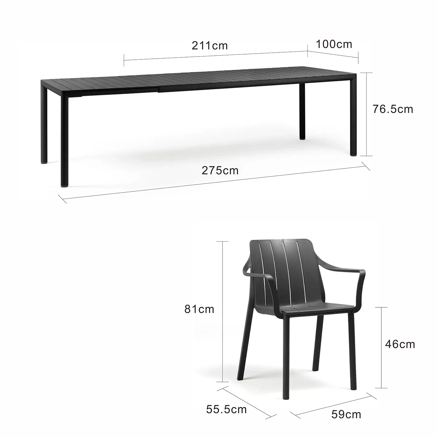 Nardi Tevere 211/275 Table Tiberina Armchair Outdoor Dining Setting - Image 14