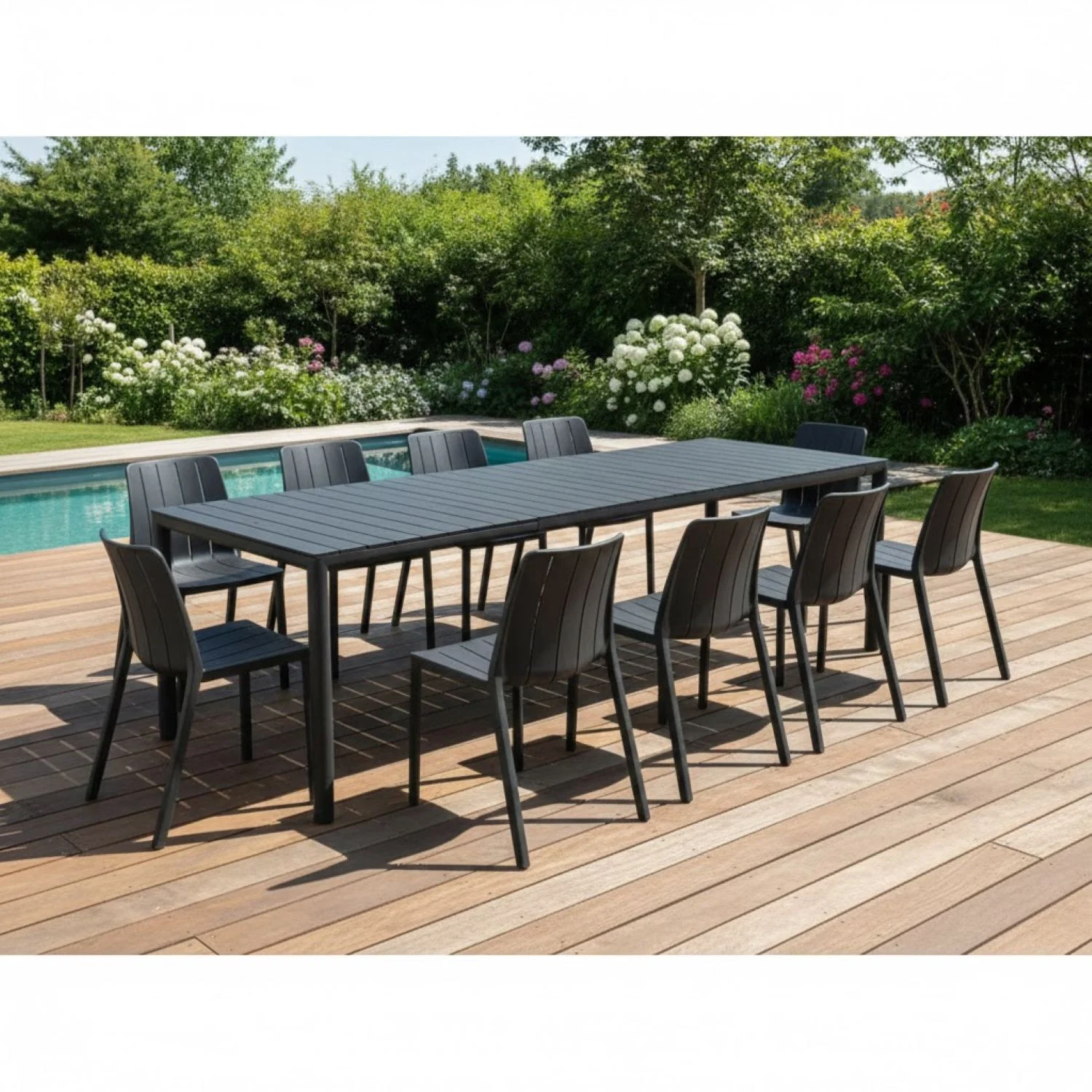 Nardi Tevere 211/275 Table Tiberina Armless Chair Outdoor Dining Setting - Image 2