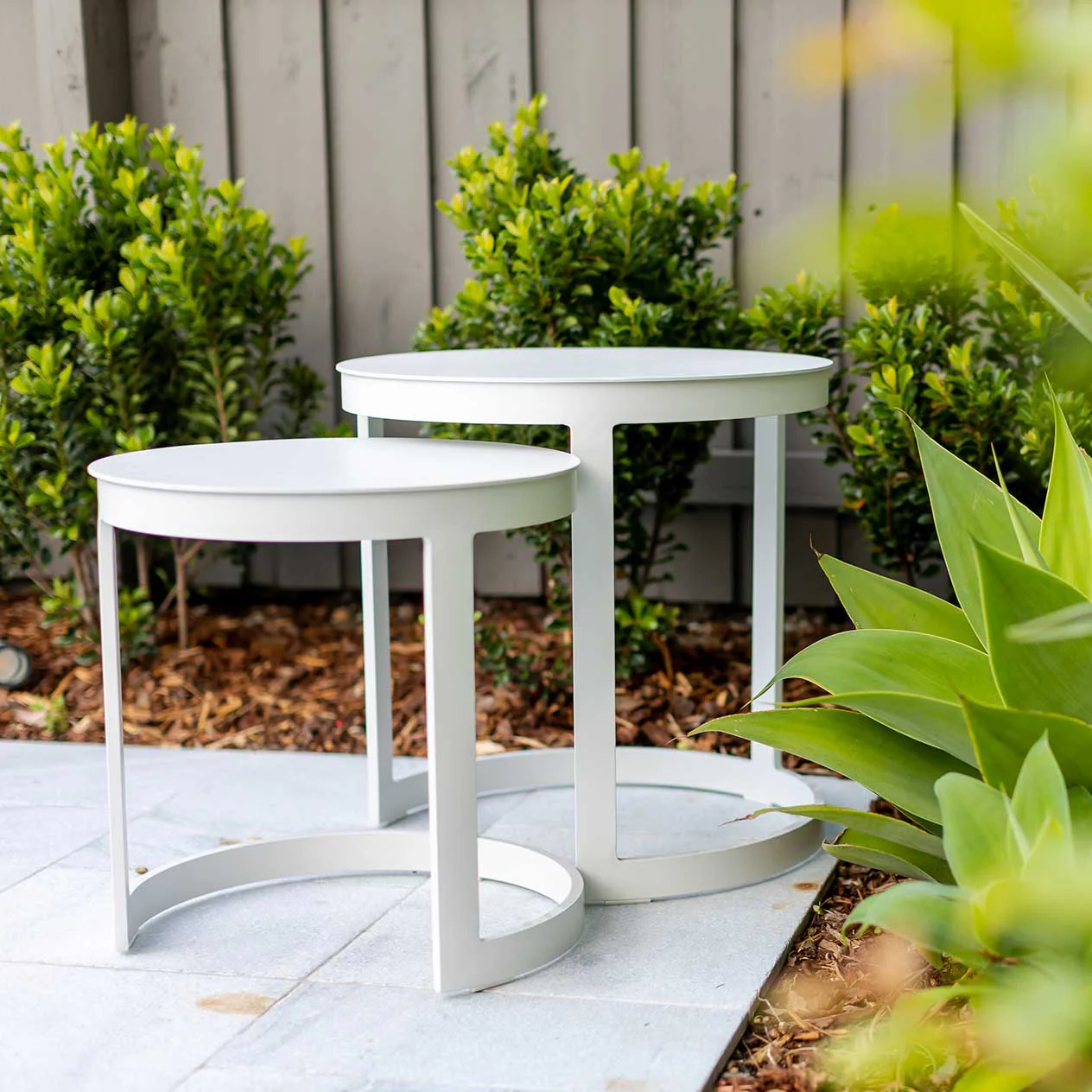 Neverland Outdoor Aluminium Round Side Table 2 Pcs Setting - Image 3