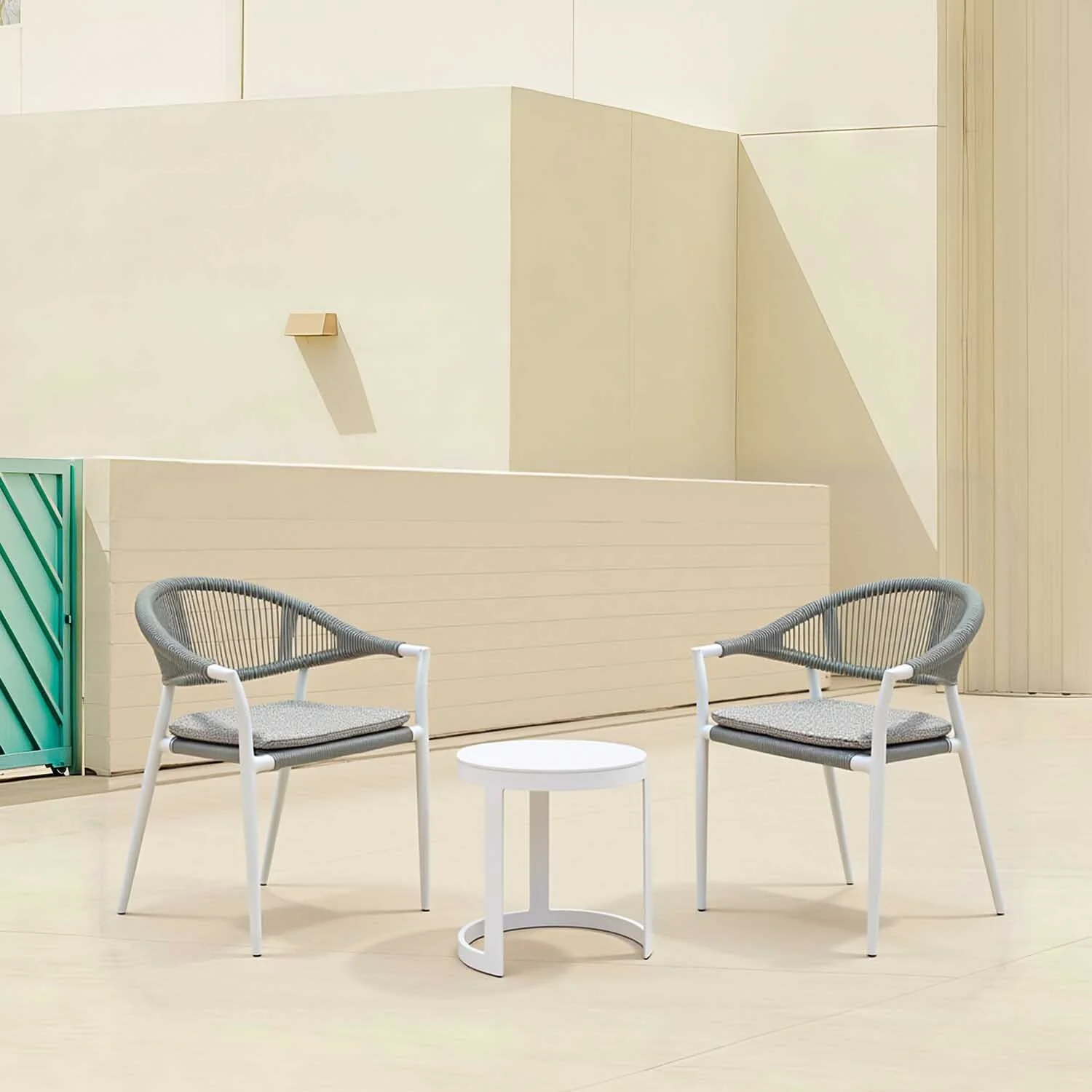 Neverland Side Table Windsor Chair Outdoor Balcony Setting - Image 2