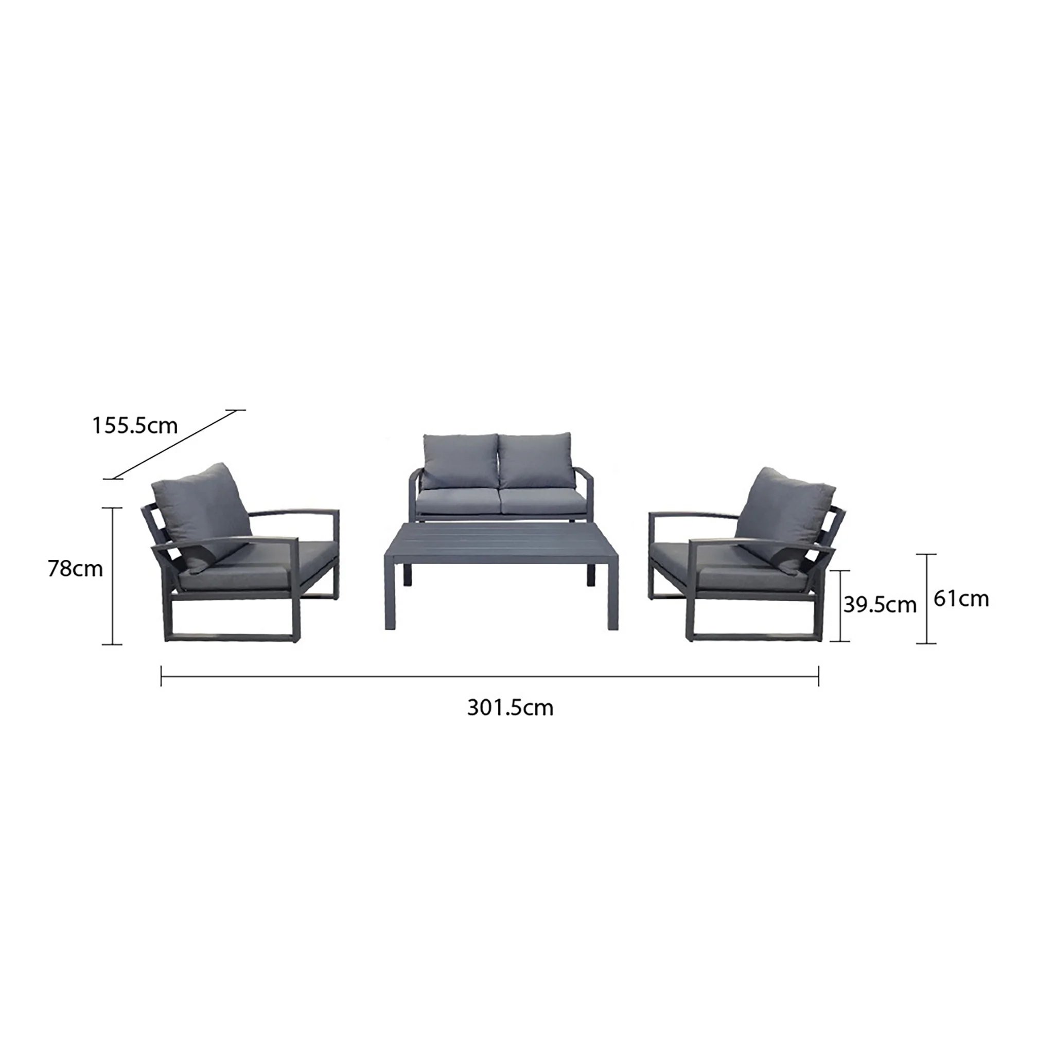 Nottingham 4 Seater Outdoor Aluminium Lounge - Image 6