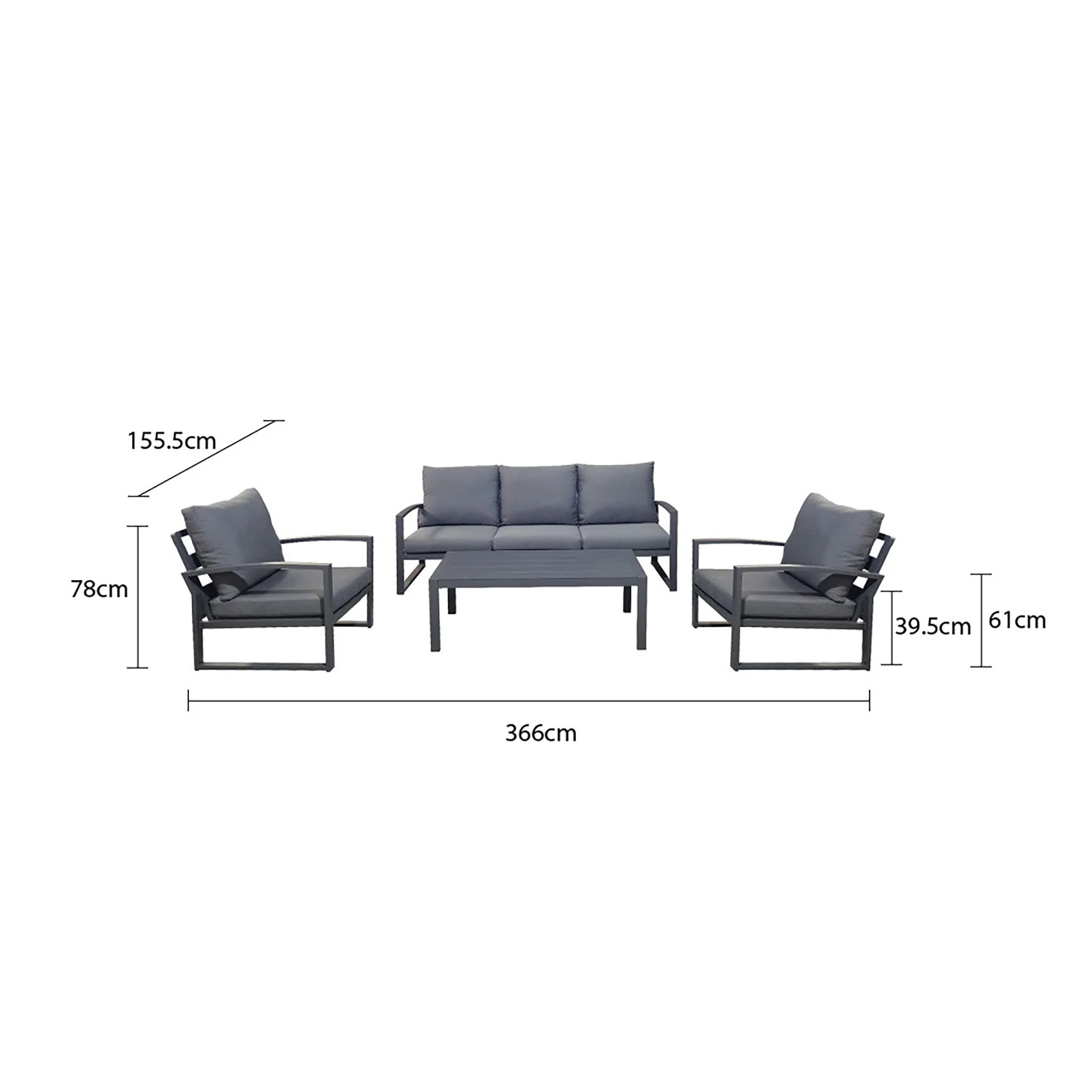 Nottingham 5 Seater Outdoor Aluminium Lounge - Image 4