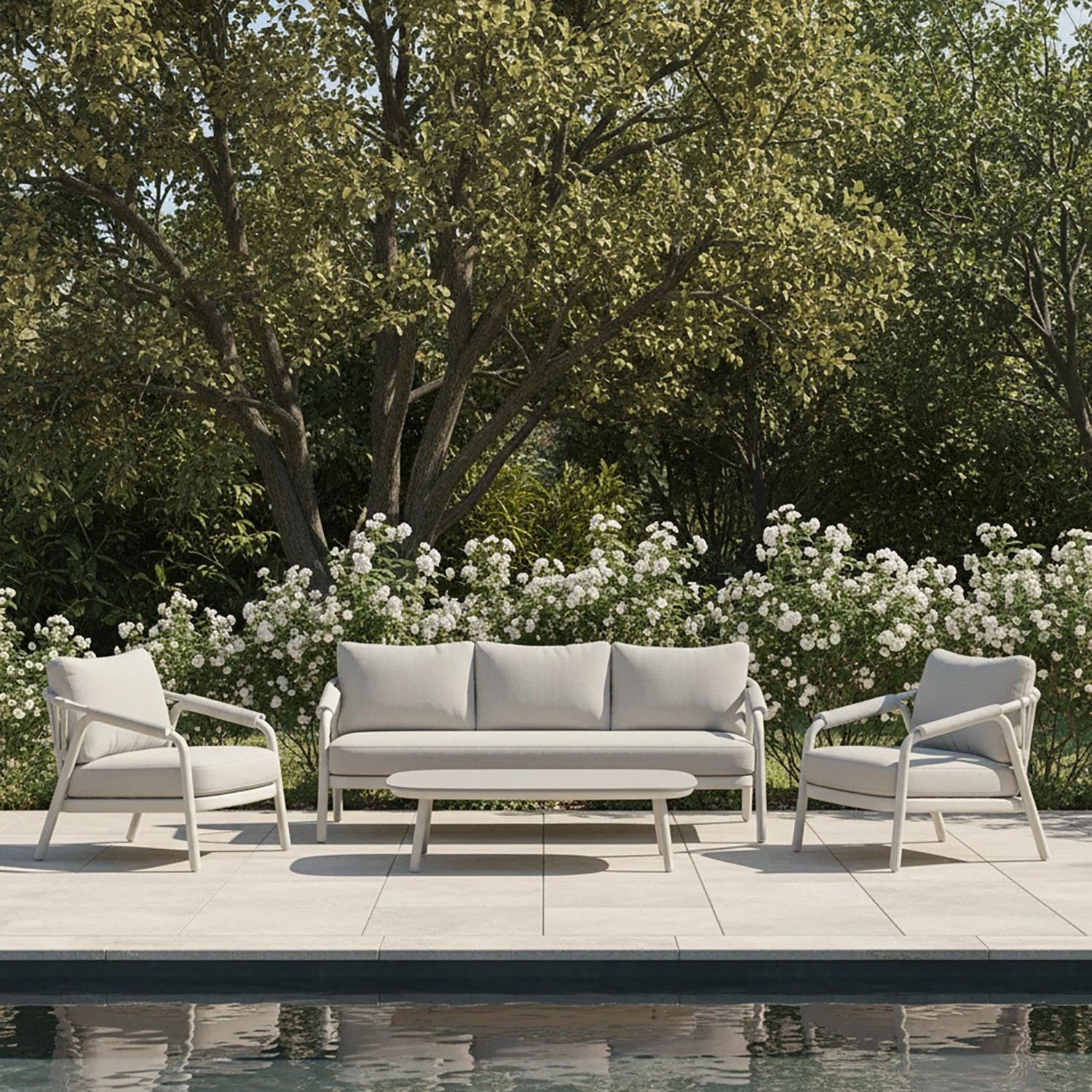 Oakland 5 Seater Rope Outdoor Lounge with Coffee Table 120 cm - Image 2
