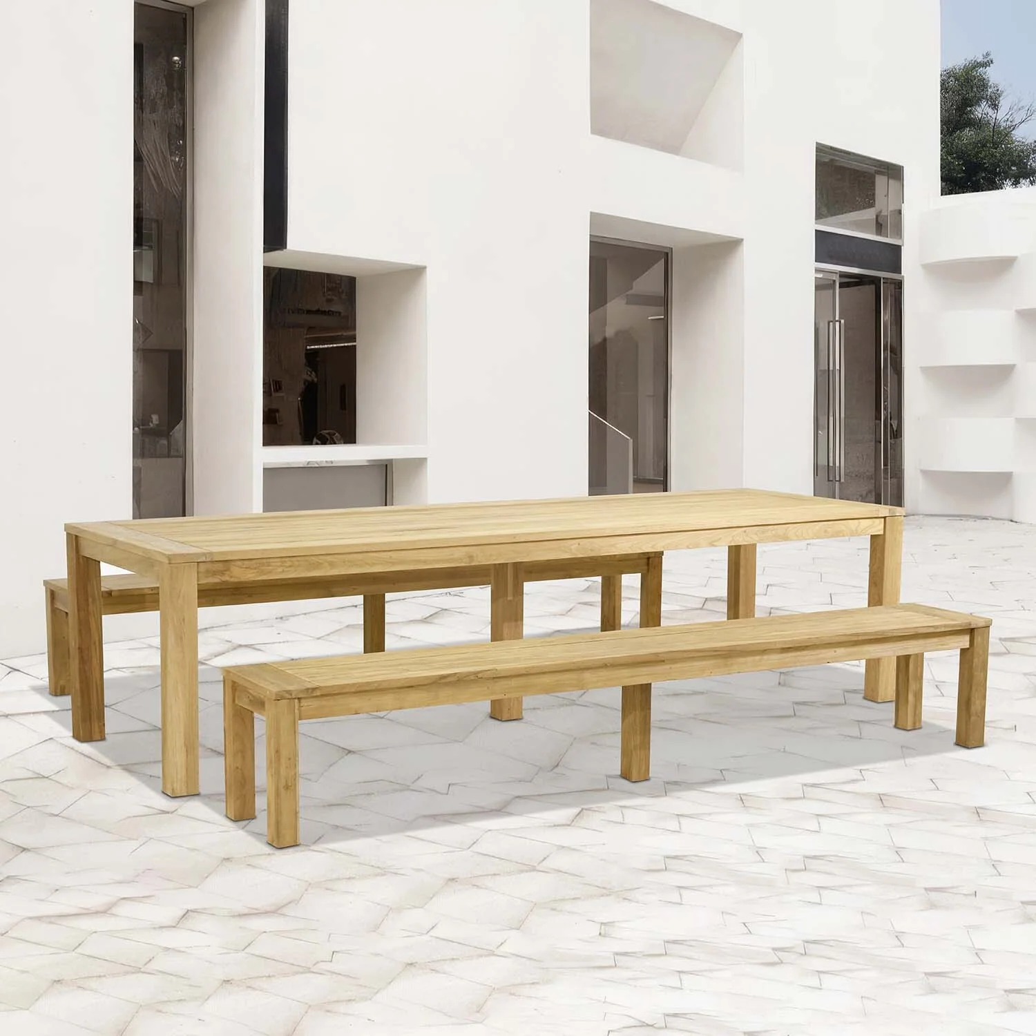 Polly 300 cm Table Polly 270 cm Bench Outdoor Dining Setting - Image 2