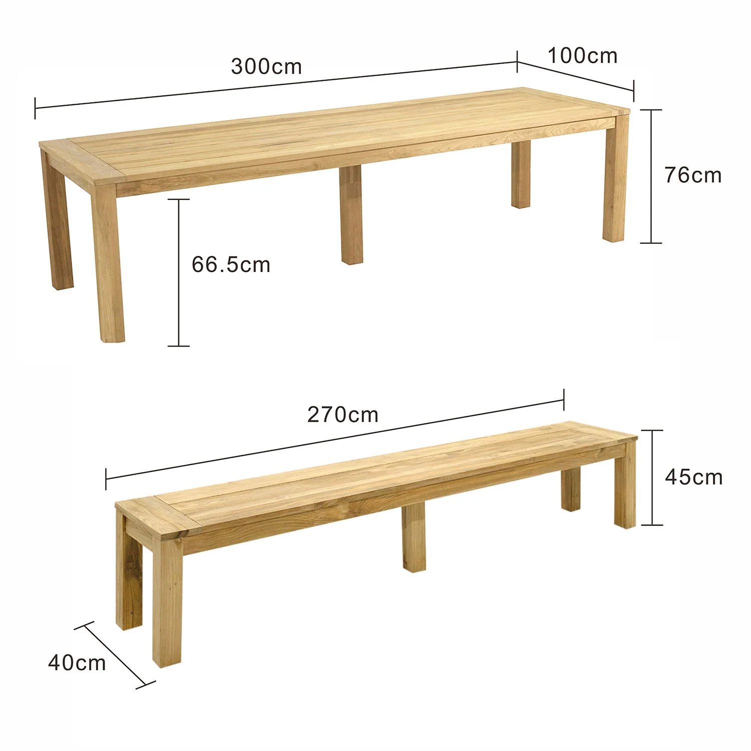 Polly 300 cm Table Polly 270 cm Bench Outdoor Dining Setting - Image 8