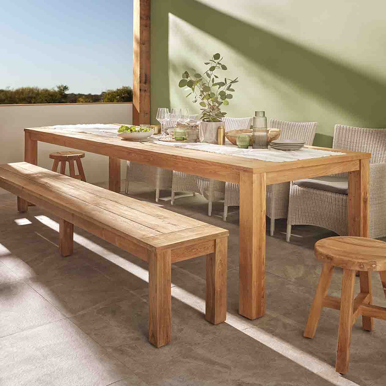 Polly Outdoor Recycled Teak Bench 110 cm - Image 2
