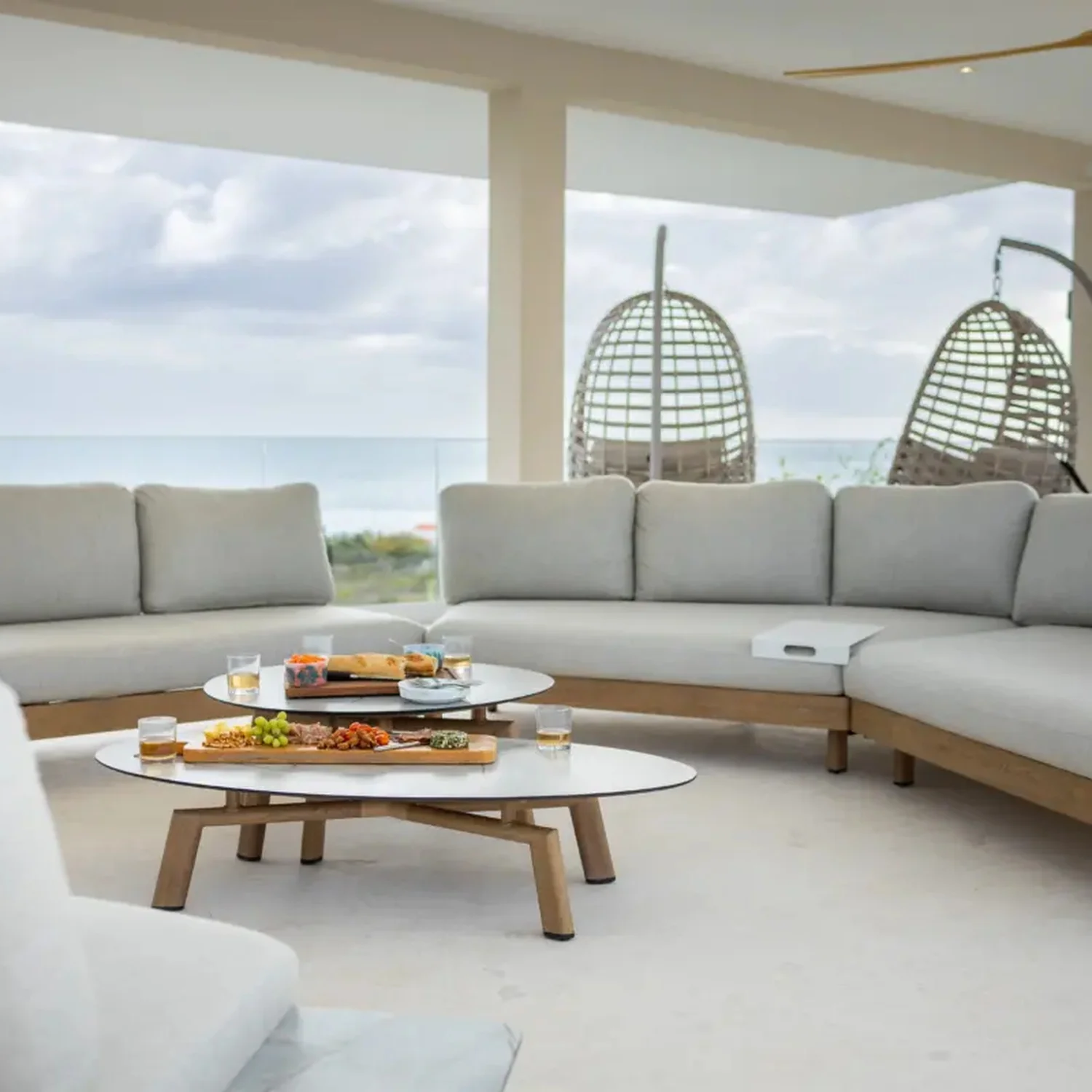 Regina 7 Seater Outdoor Aluminium Lounge Setting with Coffee Tables - Image 12