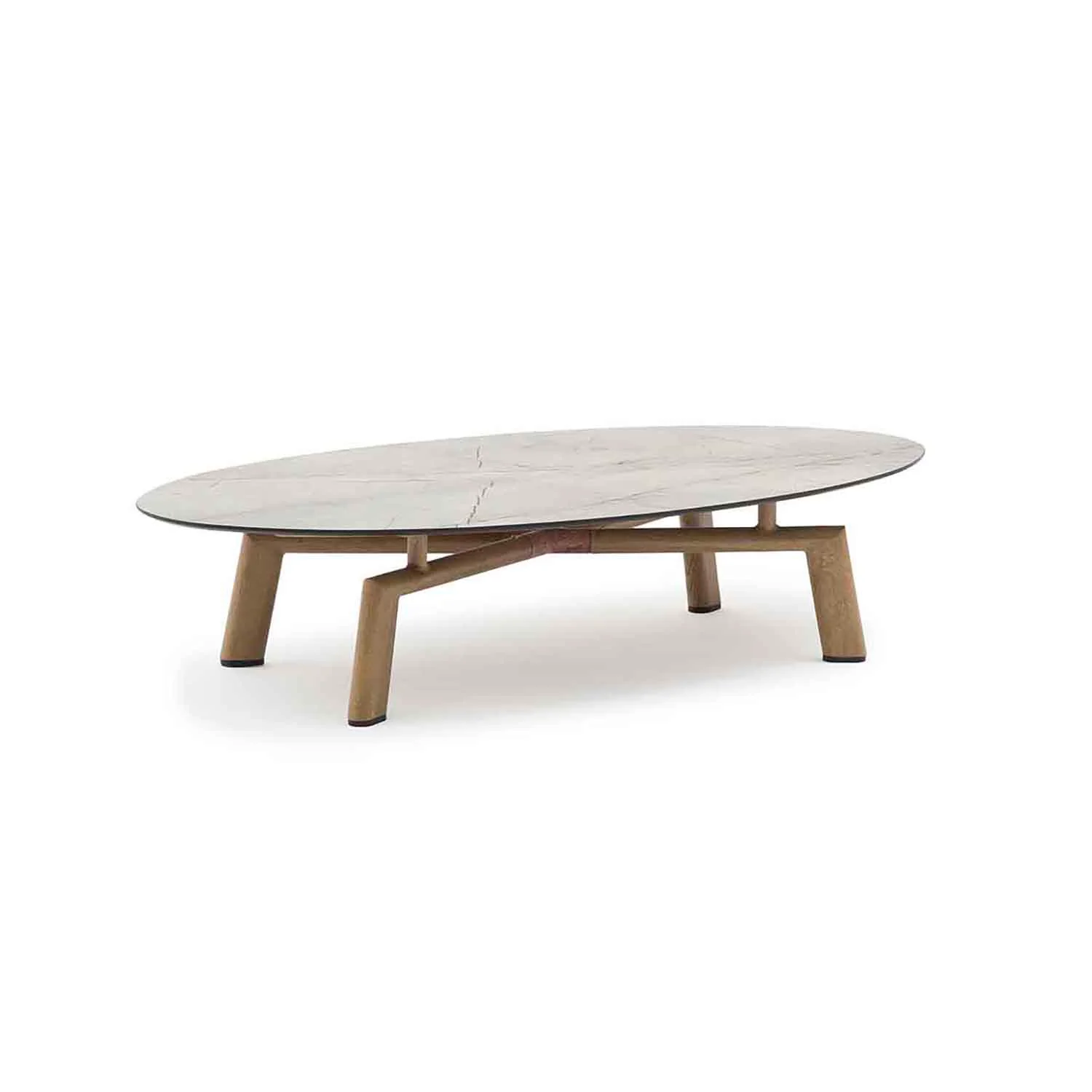 Regina Outdoor Aluminium Oval Coffee Table with High-pressure Laminate Top 137 cm