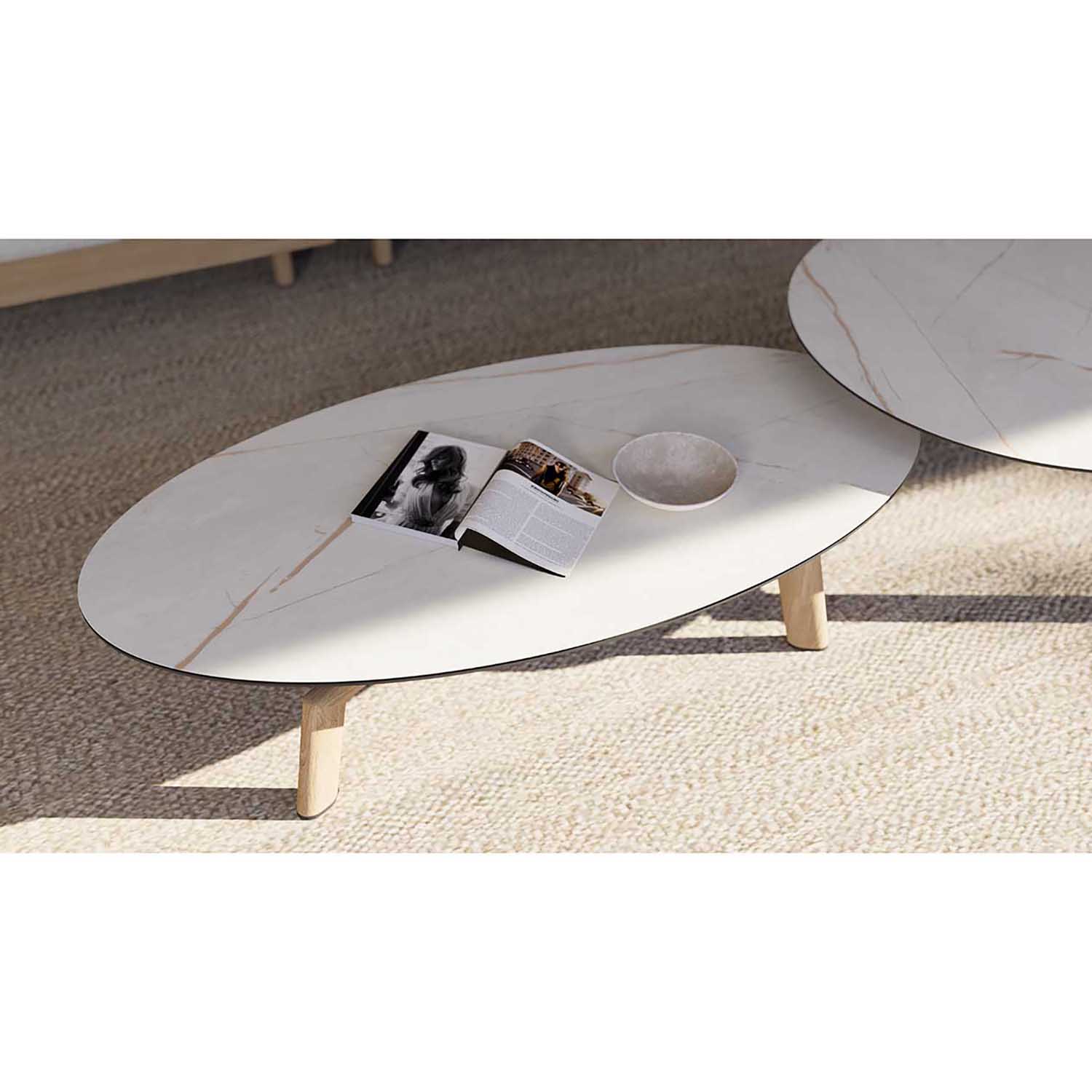 Regina Outdoor Aluminium Oval Coffee Table with High-pressure Laminate Top 137 cm - Image 2