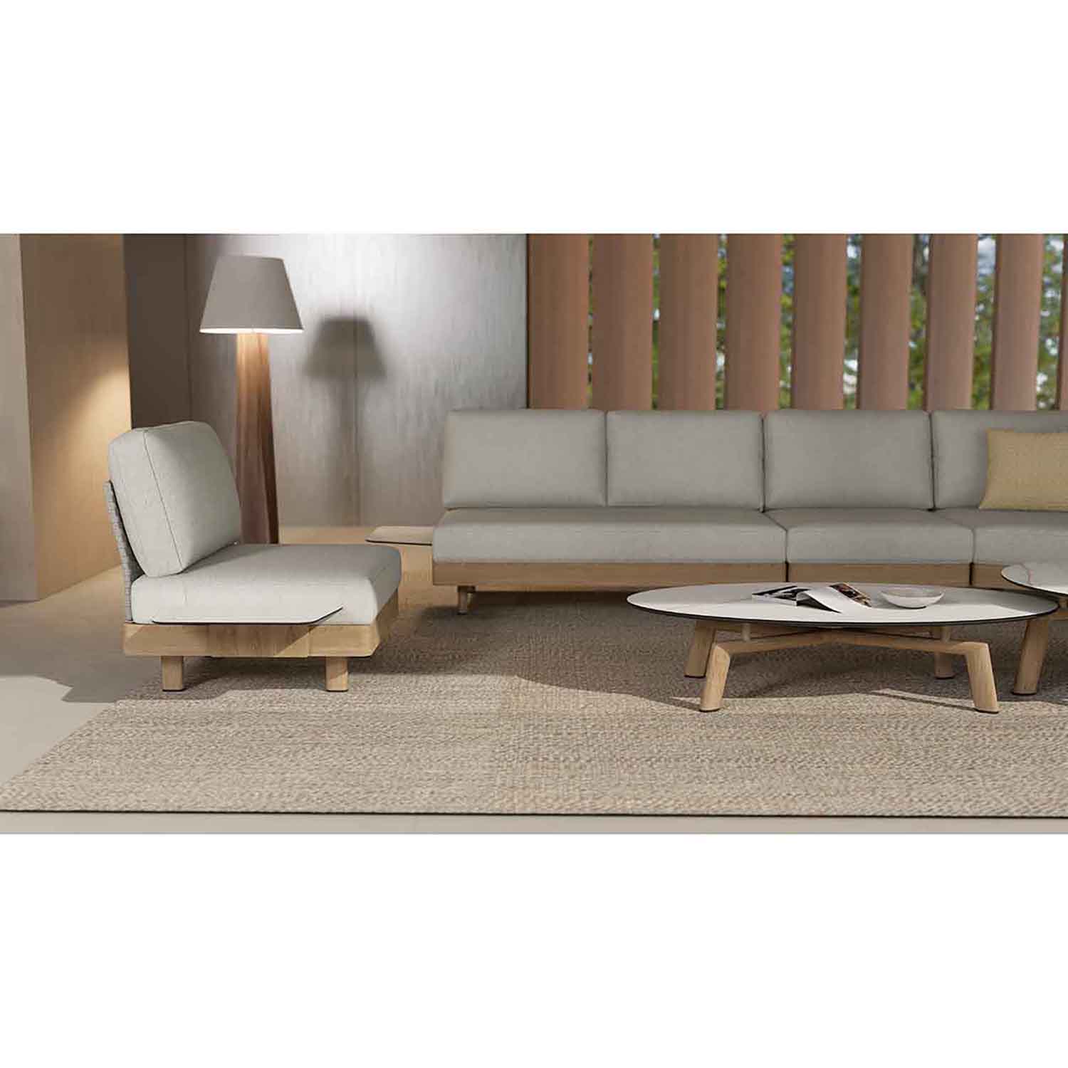 Regina Outdoor Aluminium Round Coffee Table with High-pressure Laminate Top 90 cm - Image 2