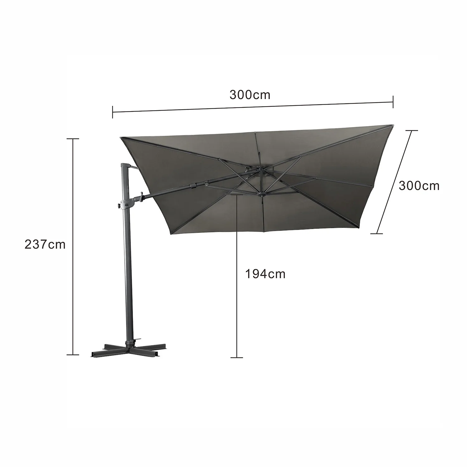 Regis Outdoor Cantilever Square Umbrella 300 cm - Image 11