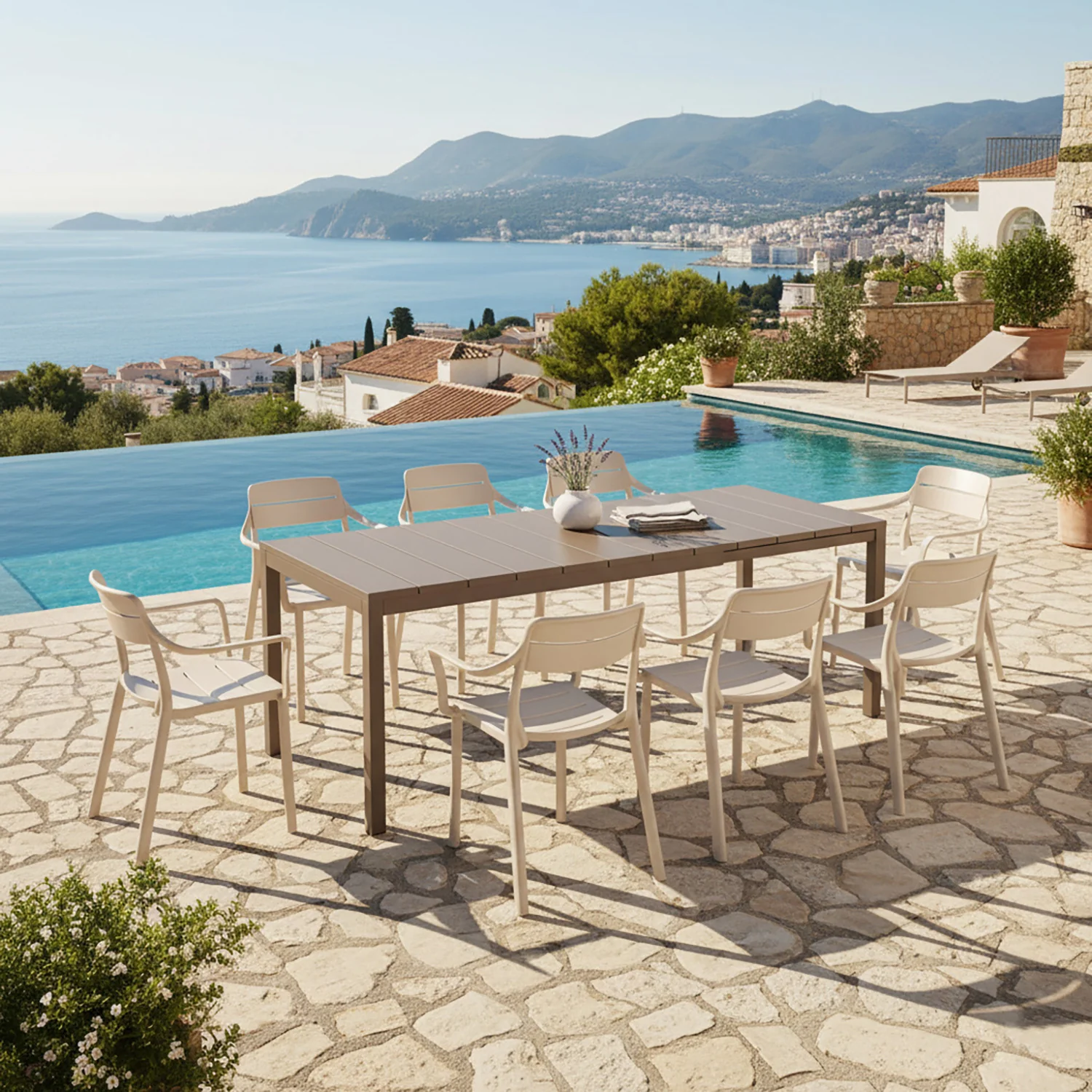 Nardi Rio 140 cm Aluminium Table Cassia Armchair Outdoor Dining Setting - Image 3