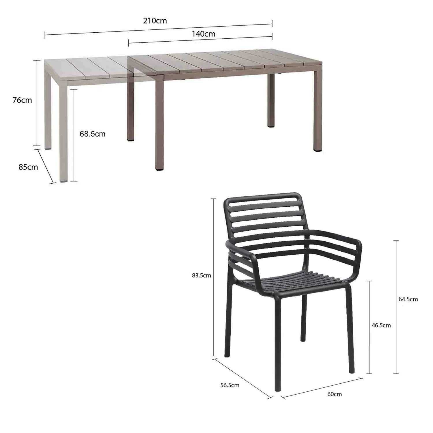 Nardi Rio Aluminium Table Doga Dining Chair Outdoor Dining Setting - Image 5