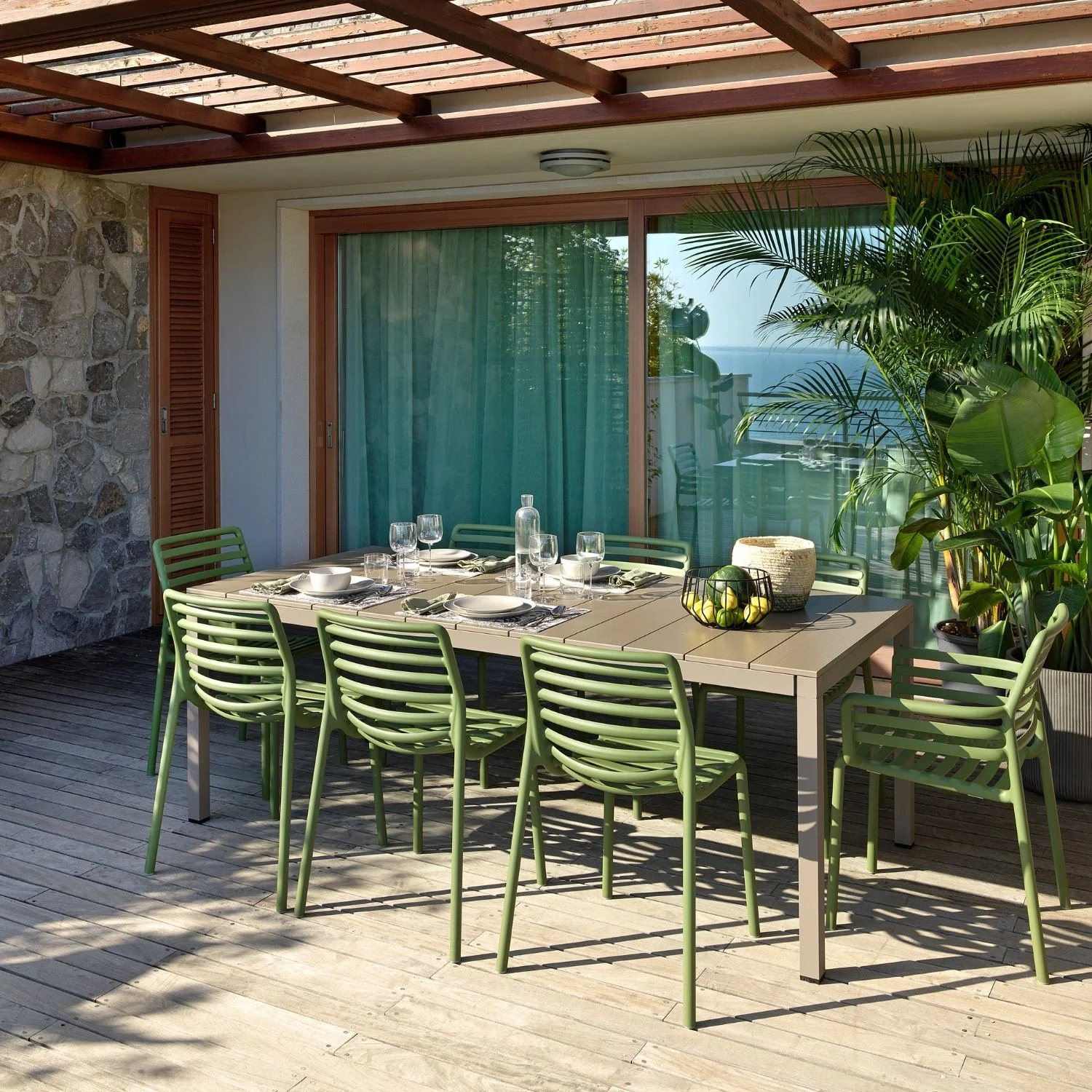 Nardi Rio 210 cm Aluminium Table Doga Dining Chair Outdoor Dining Setting - Image 3
