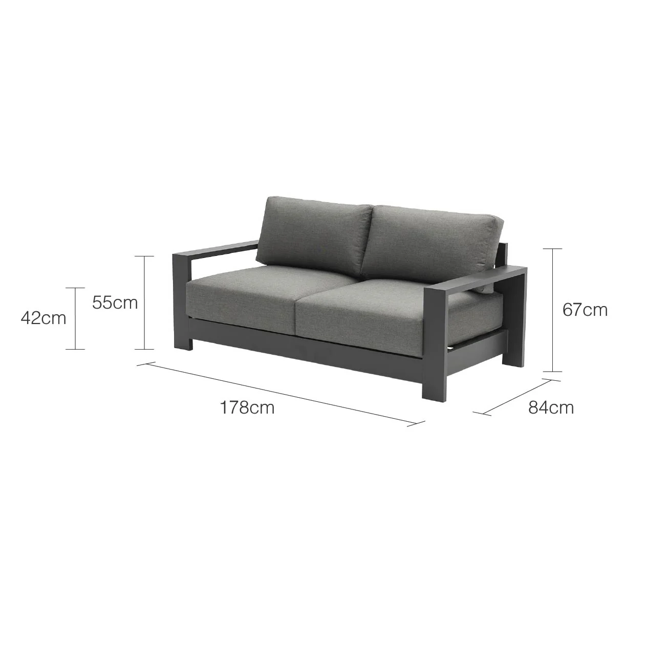 Skyline 2 Seater Outdoor Aluminium Lounge - Image 15