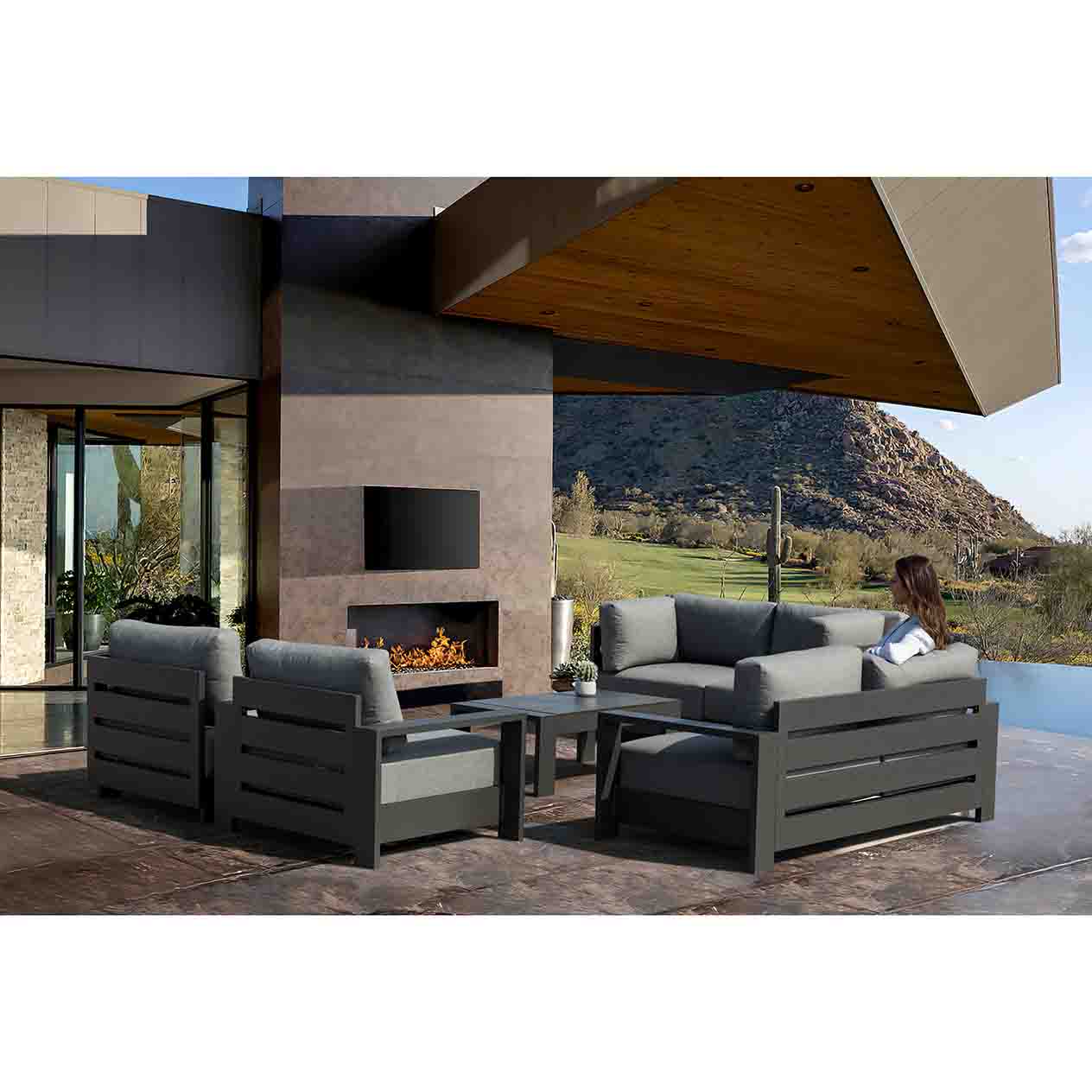 Skyline 2 Seater Outdoor Aluminium Lounge - Image 9