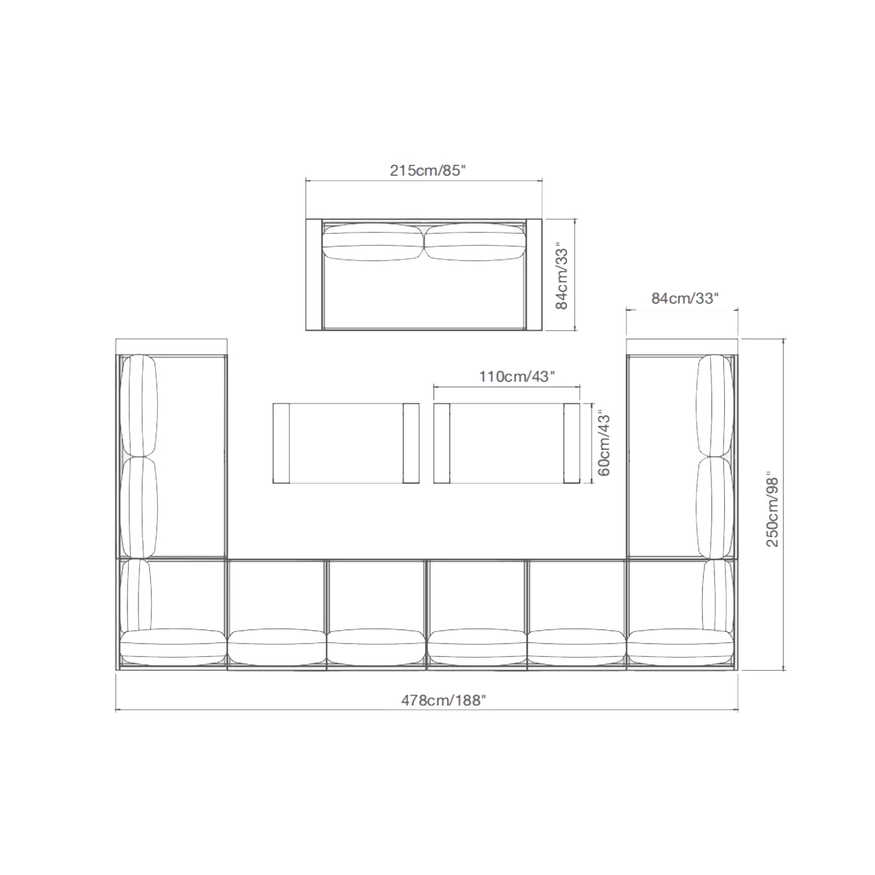 Skyline 4 Seater Aluminium Outdoor Modular Lounge Setting - Image 14