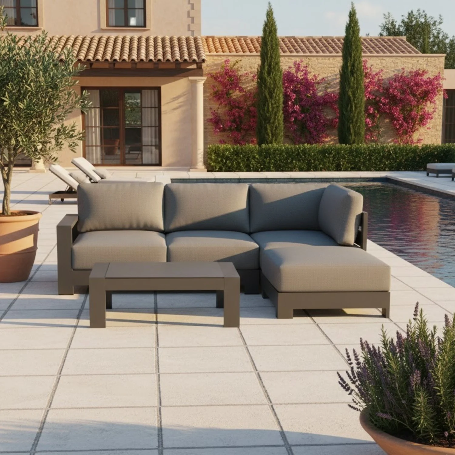 Skyline 4 Seater Aluminium Outdoor Modular Lounge Setting with Coffee Table - Image 2
