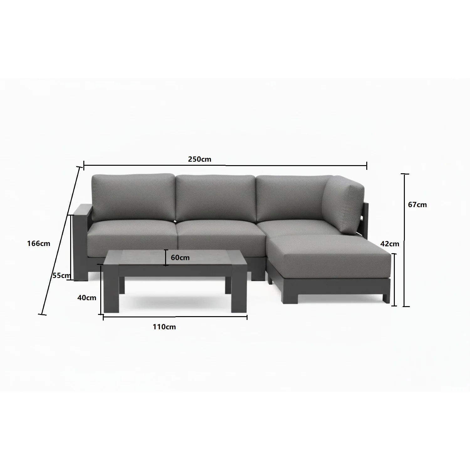 Skyline 4 Seater Aluminium Outdoor Modular Lounge Setting with Coffee Table - Image 21