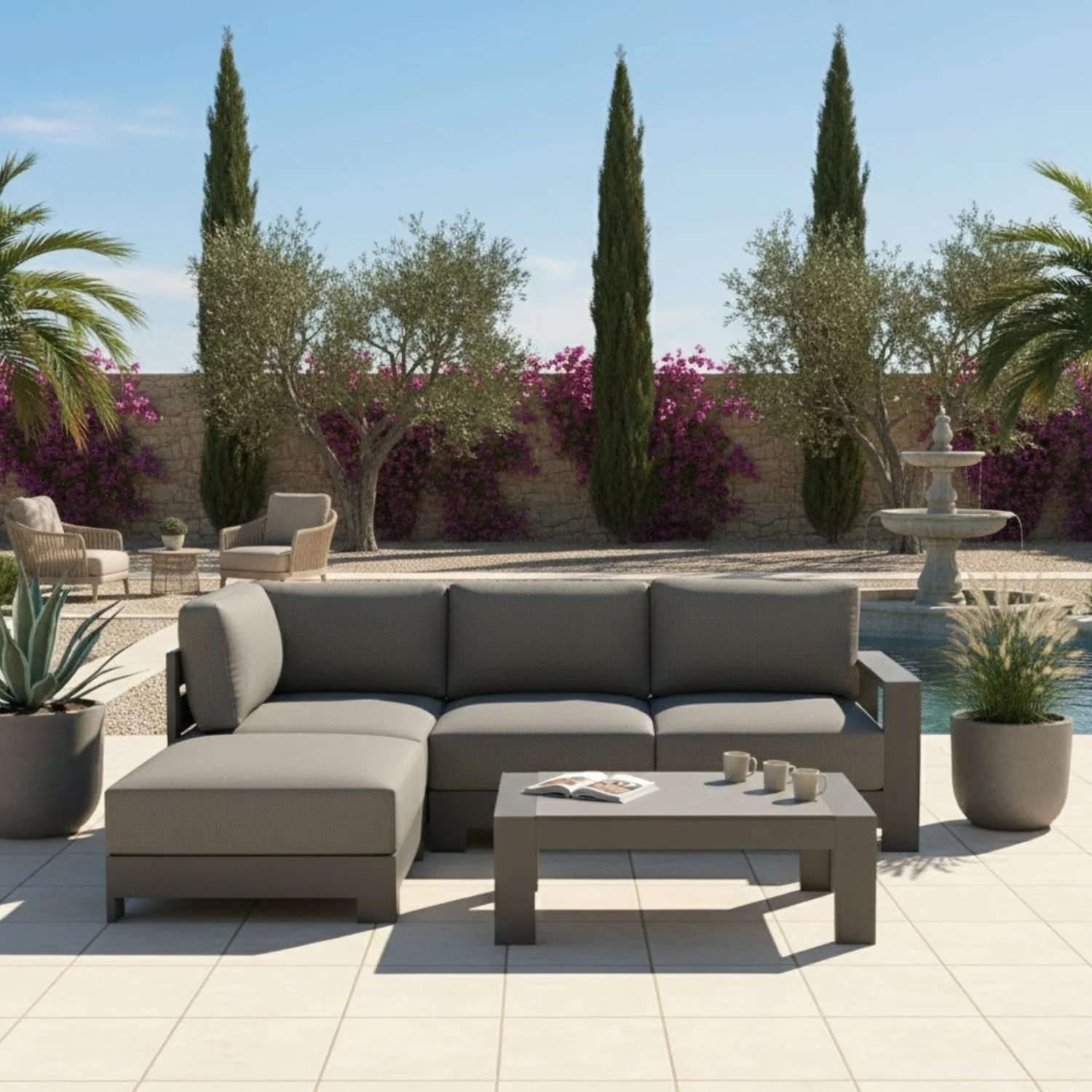 Skyline 4 Seater Aluminium Outdoor Modular Lounge Setting with Coffee Table - Image 2