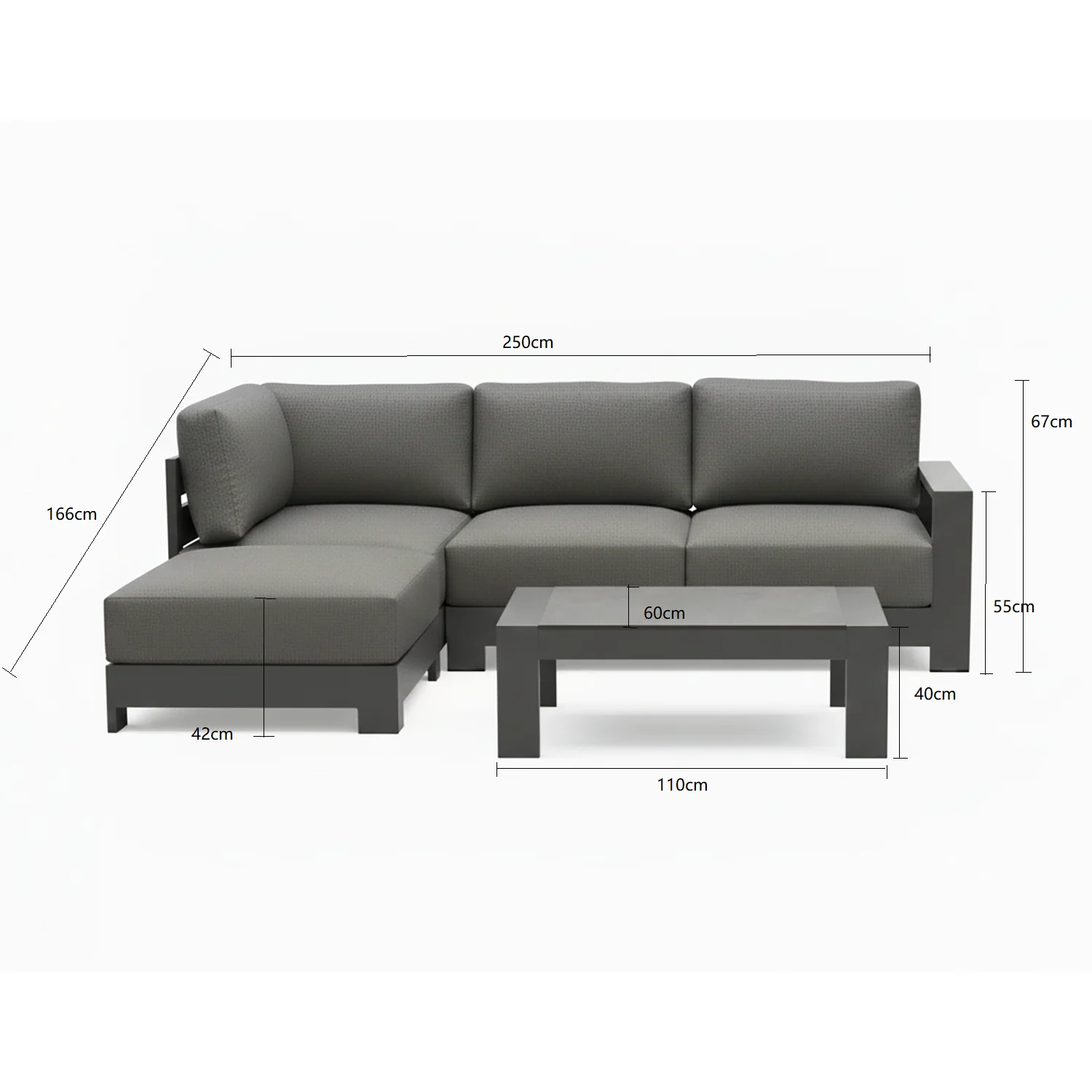 Skyline 4 Seater Aluminium Outdoor Modular Lounge Setting with Coffee Table - Image 21