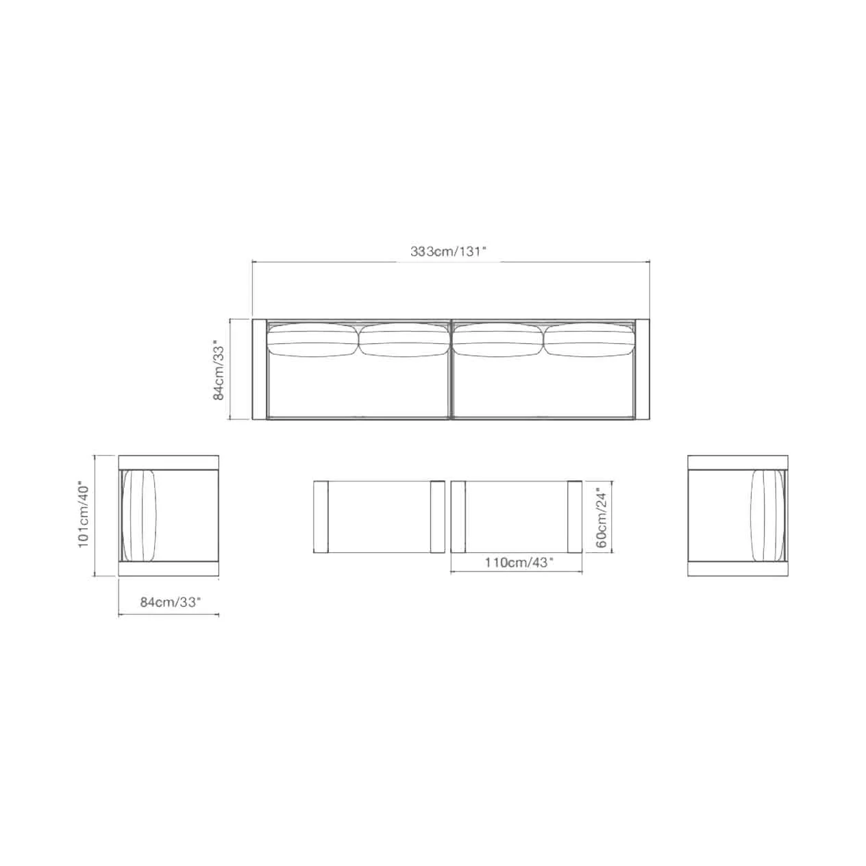 Skyline 4 Seater Outdoor Aluminium Lounge Setting With Coffee Table - Image 8