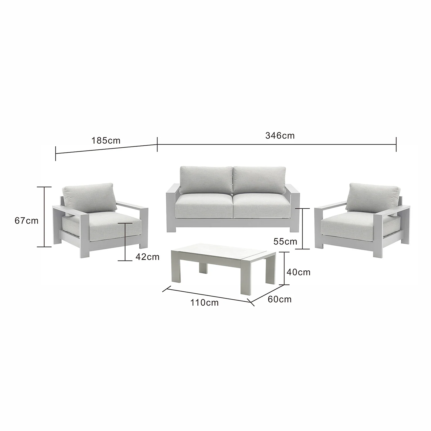 Skyline 4 Seater Outdoor Aluminium Lounge Setting With Coffee Table - Image 10
