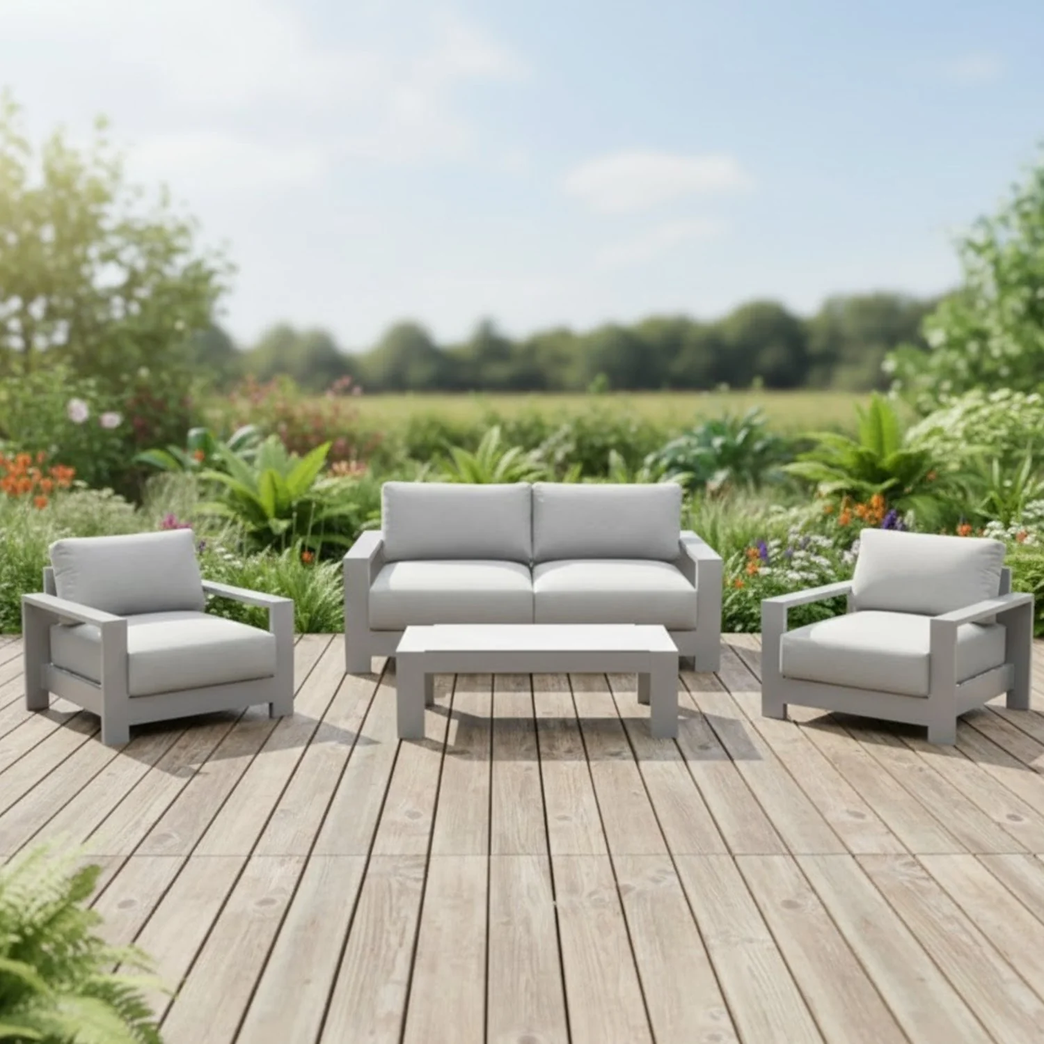 Skyline 4 Seater Outdoor Aluminium Lounge Setting With Coffee Table - Image 2