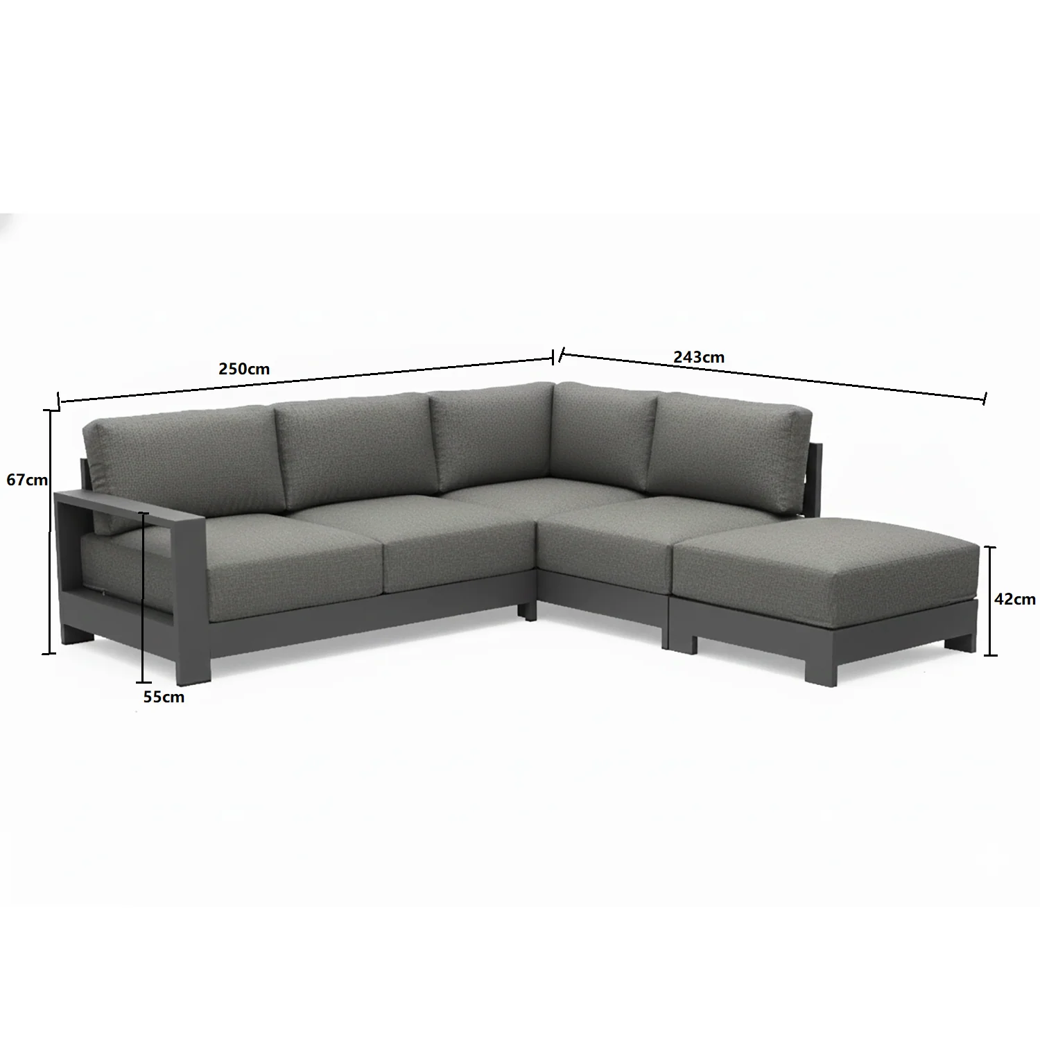 Skyline 5 Seater Aluminium Outdoor Modular Lounge Setting - Image 21