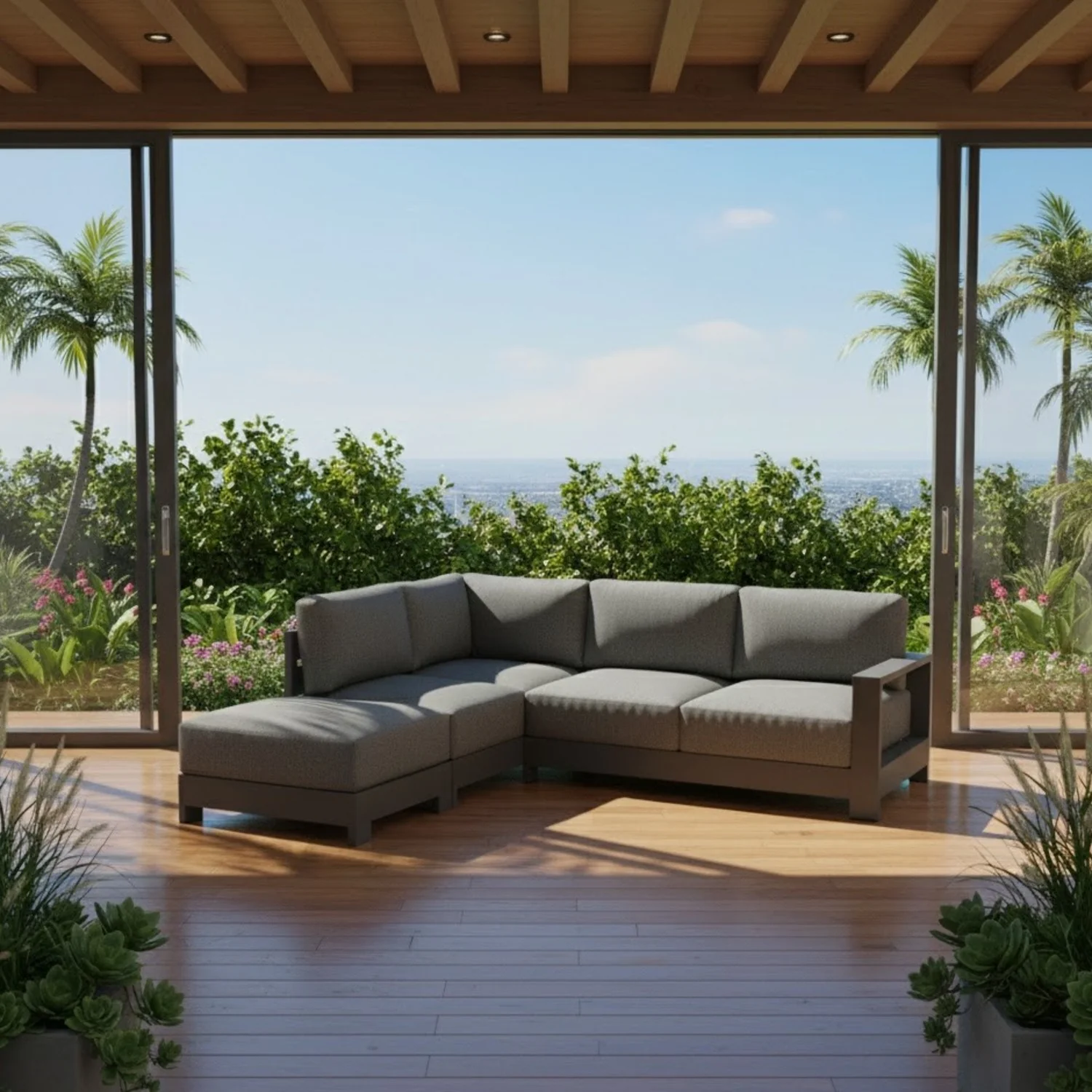 Skyline 5 Seater Aluminium Outdoor Modular Lounge Setting - Image 2