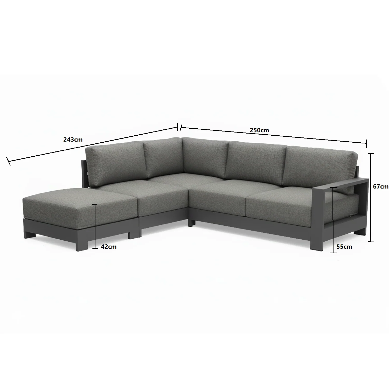 Skyline 5 Seater Aluminium Outdoor Modular Lounge Setting - Image 20