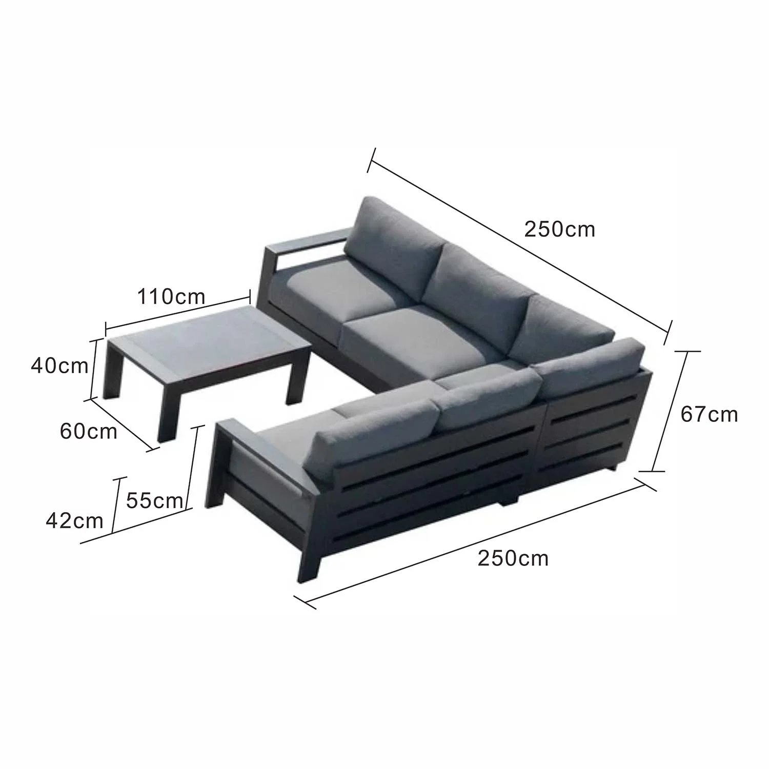 Skyline 5 Seater Outdoor Aluminium Modular Lounge with Coffee Table Setting - Image 24