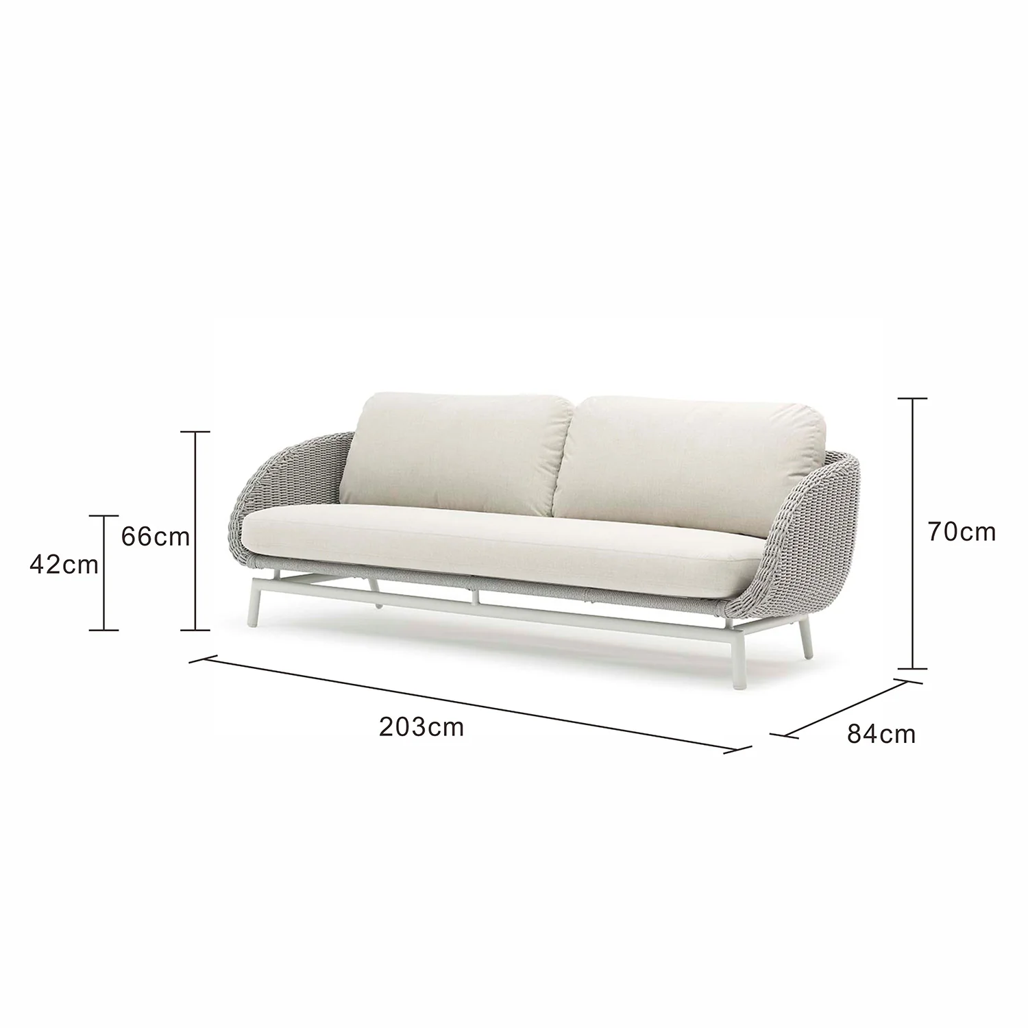 Sorrento Outdoor Rope 3 Seater Lounge - Image 6