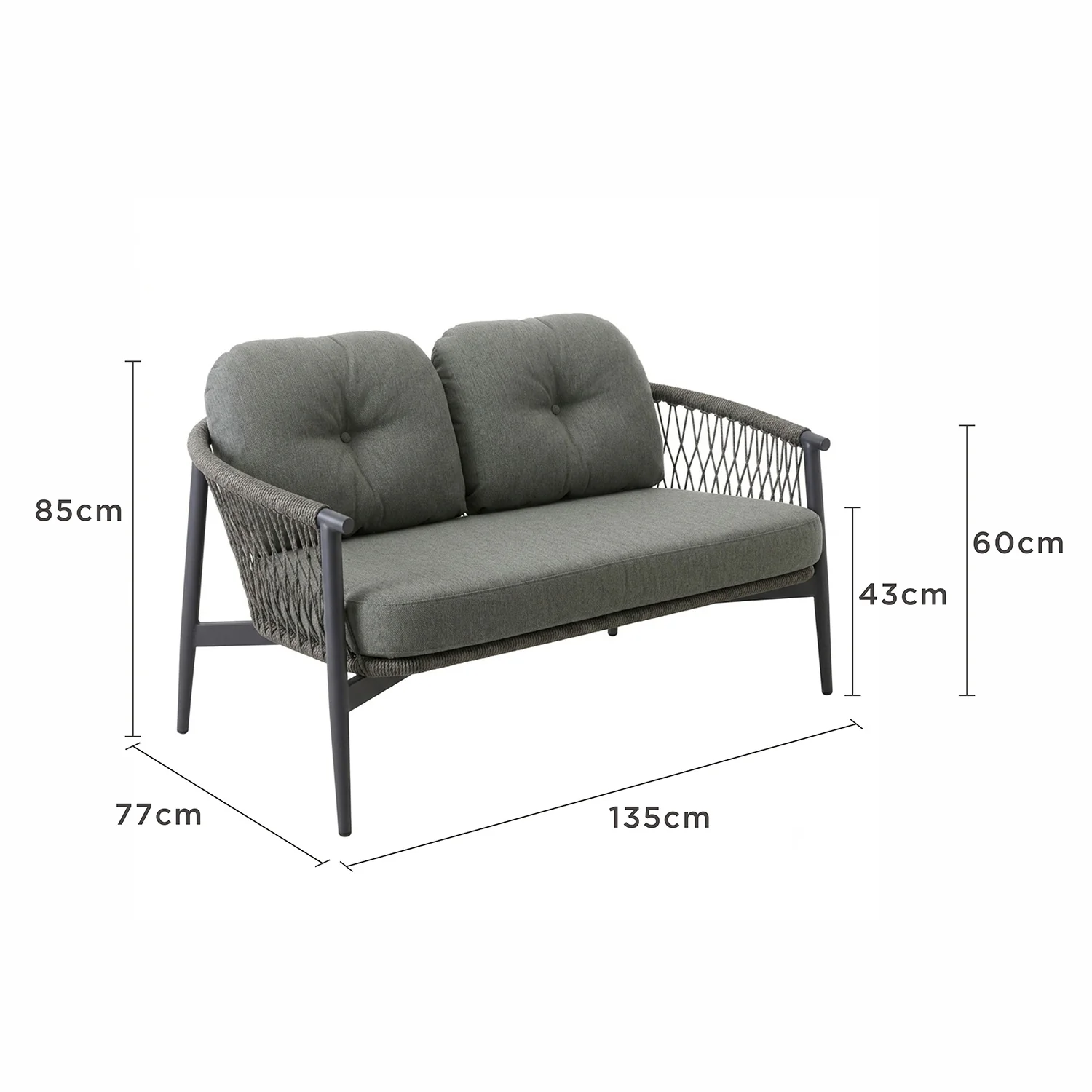 Strand Rope Outdoor 2 Seater Lounge - Image 3