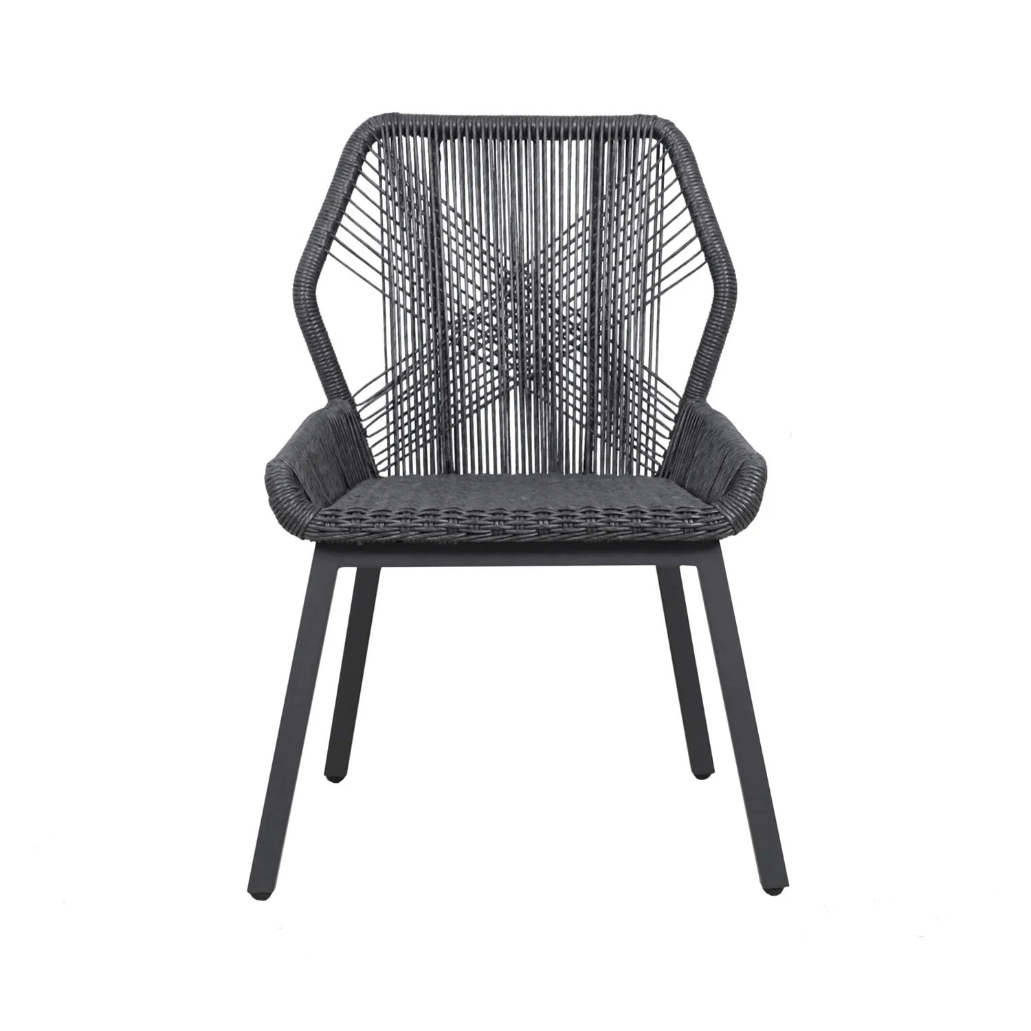 String Wicker Outdoor Dining Armless Chair - Image 2