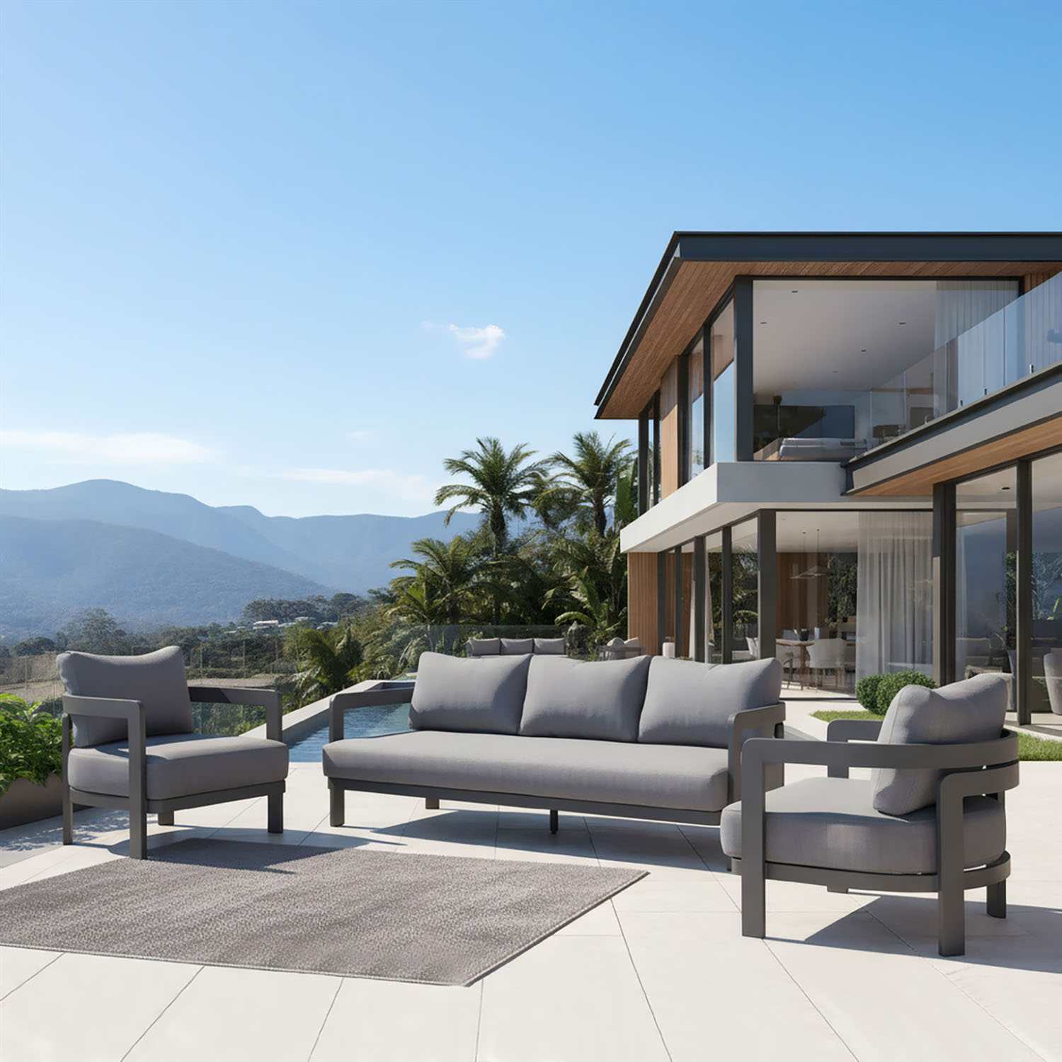 Tampa 5 Seater Aluminium Outdoor Lounge - Image 3