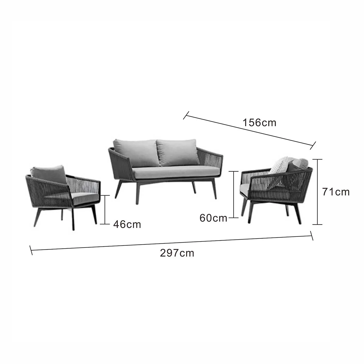 Truro 4 Seater Outdoor Rope Lounge - Image 15