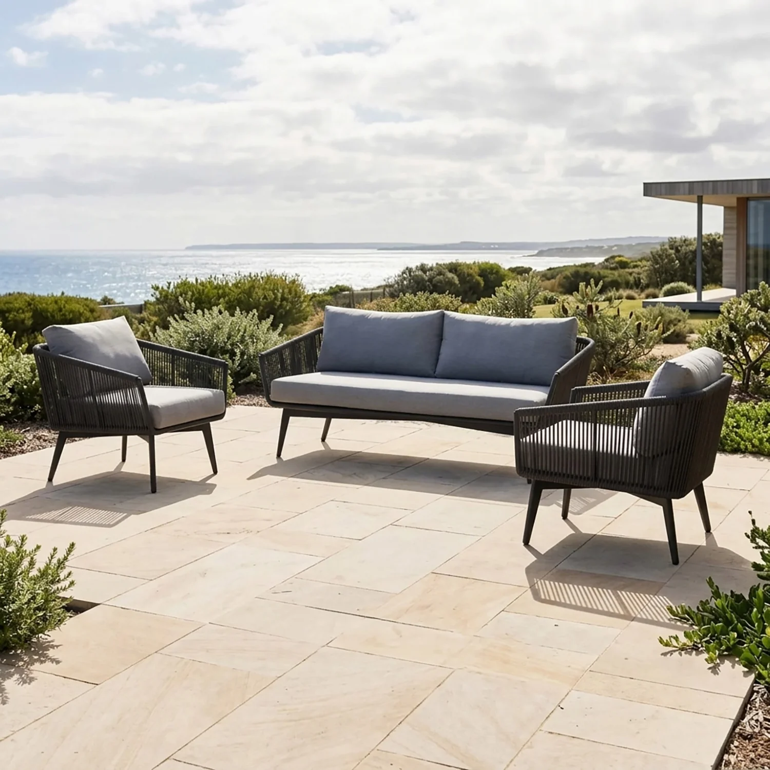 Truro 5 Seater Outdoor Rope Lounge Setting - Image 2